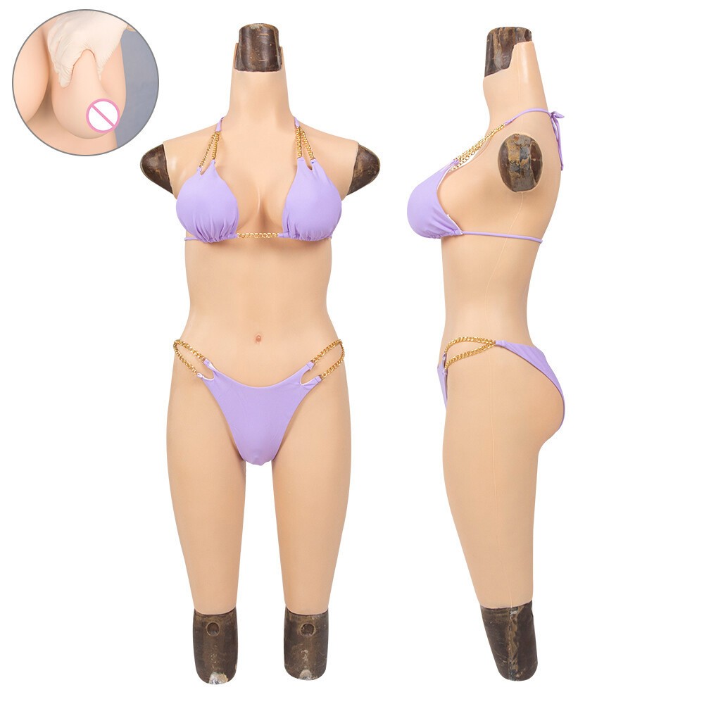 C-E Cup Silicone BodySuit Breast Forms Fake Vagina Hip Shaping Female Body Suit