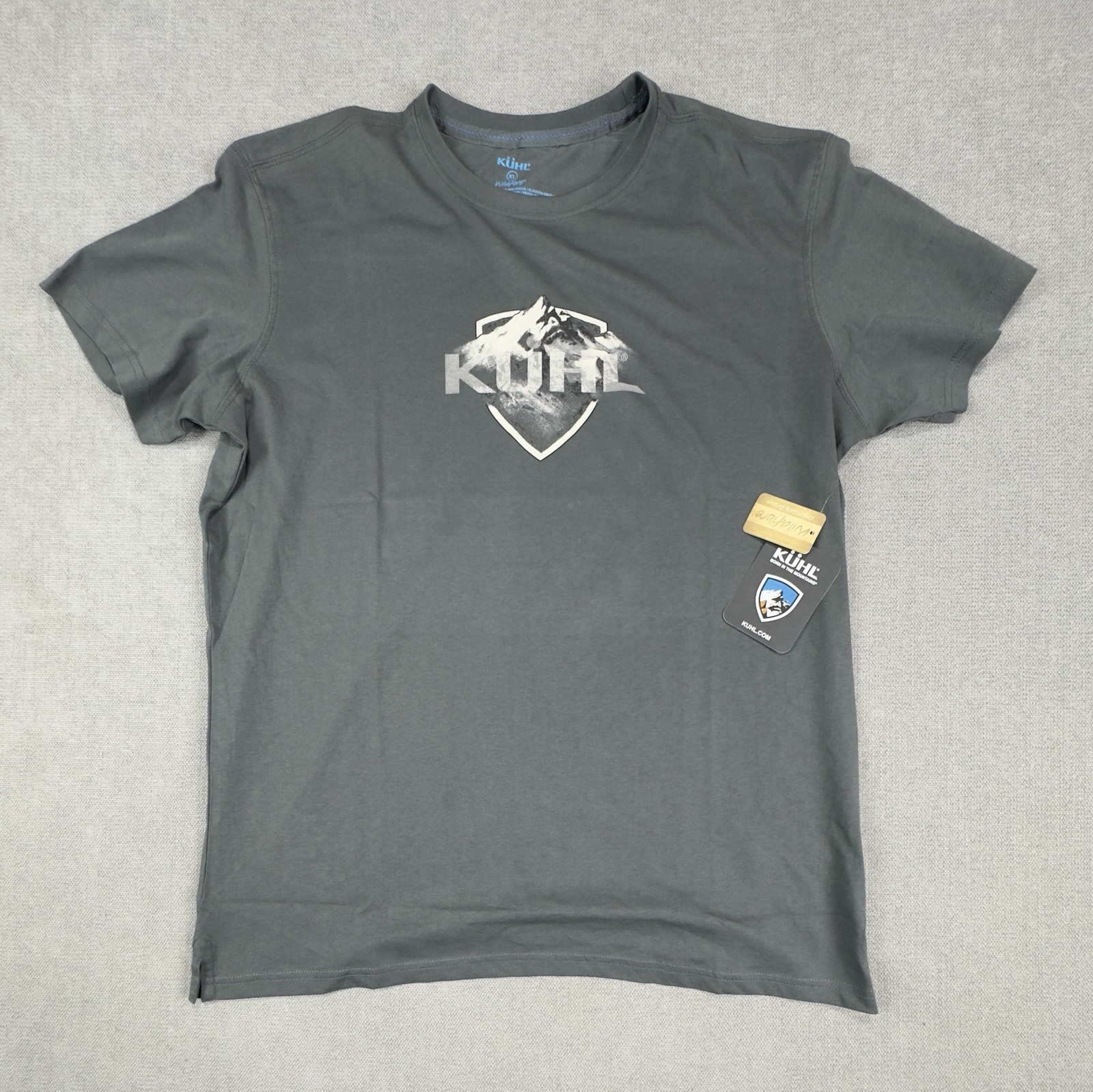 Kuhl Shirt Men Extra Large Cotton Gray Hiking Trek Mountain Logo New
