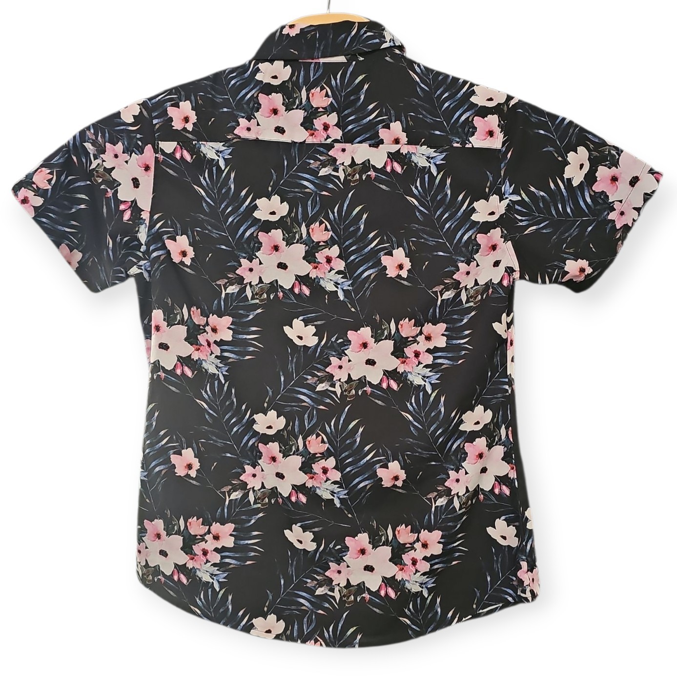 RSVLTS Women’s Cut Medium – Grandma’s Couch – Pink & Black Floral Button Shirt