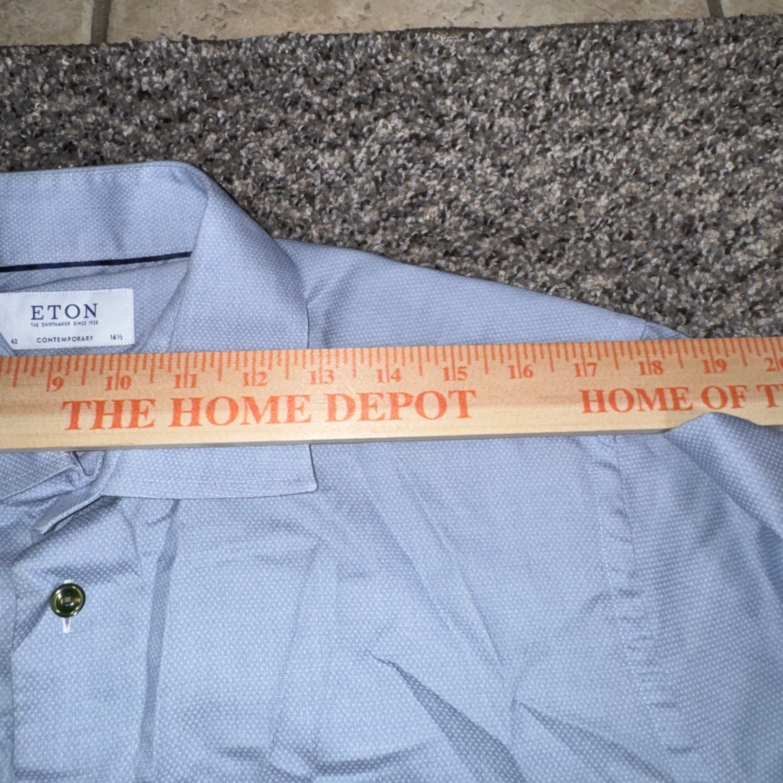 Eton Contemporary Fit 16.5 42 Dress Shirt Light Blue Fine Twill Cotton Mens