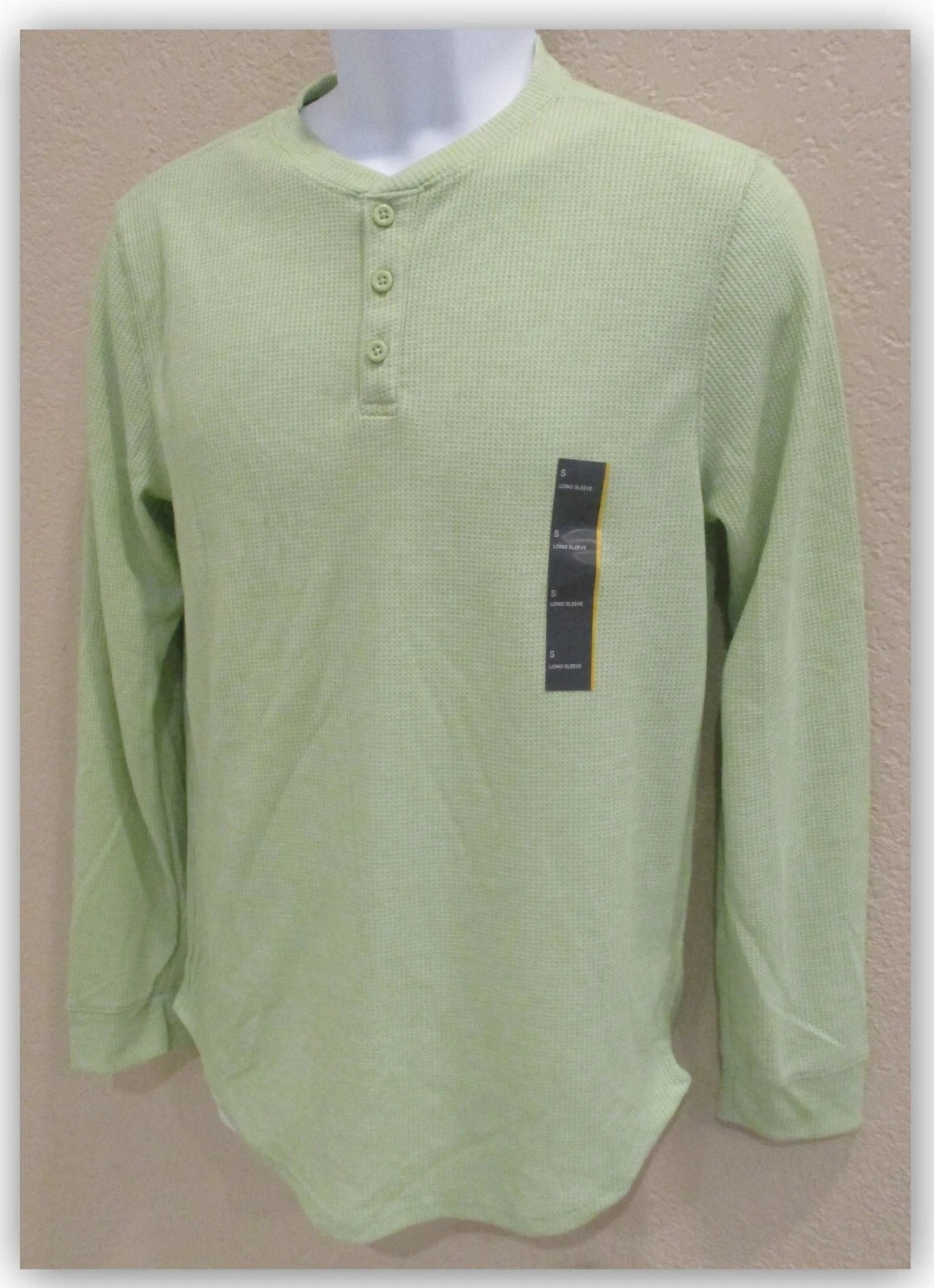 Mens Waffle-Knit long Sleeve 3 BUTTON Henley Shirts – ALL IN MOTION S M L XL XXL