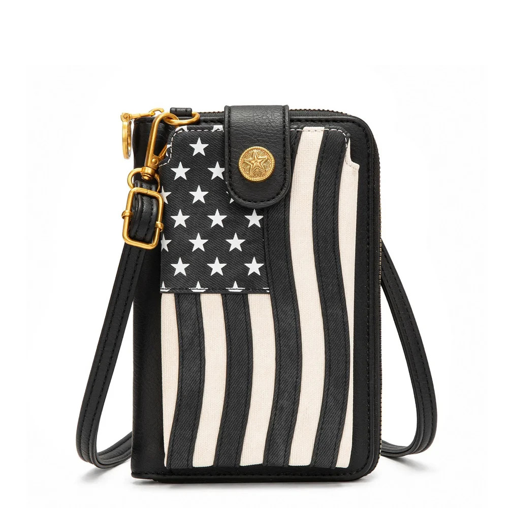 Montana West American Flag RFID Crossbody Phone Wallet