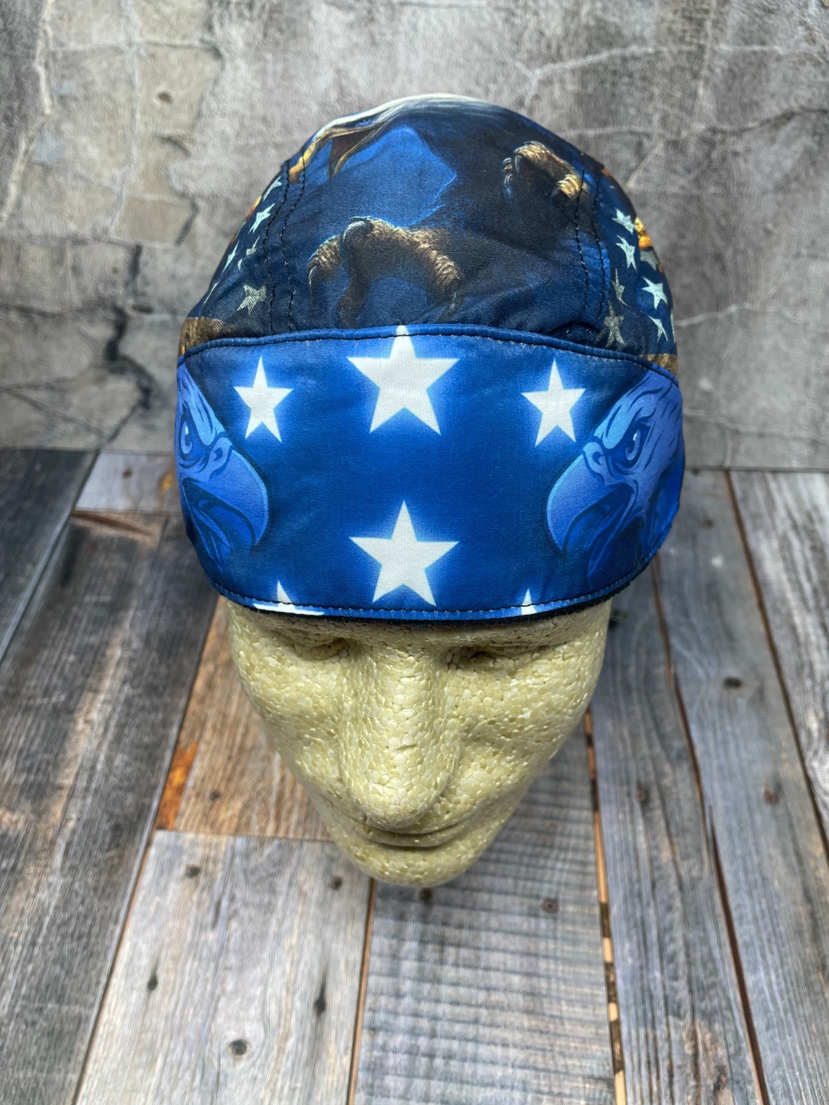 American Patrotic USA Eagle Platinum Durag Doo Rag Cap Biker Durag Sweatband