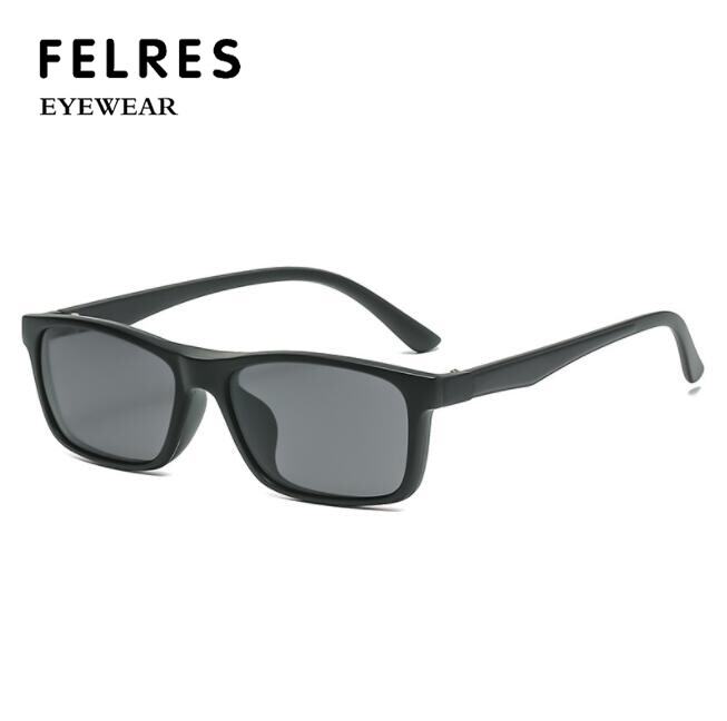 Eyeglasses Frame with 5pcs Magnetic Clip On Polarized Sunglasses Square Glasses