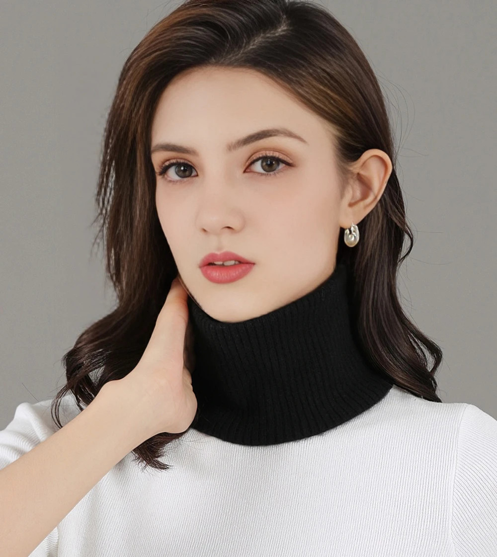 Wool Knitted Ring Scarf for Women Winter Soft Warm Cashmere Solid Neck Warmer Au