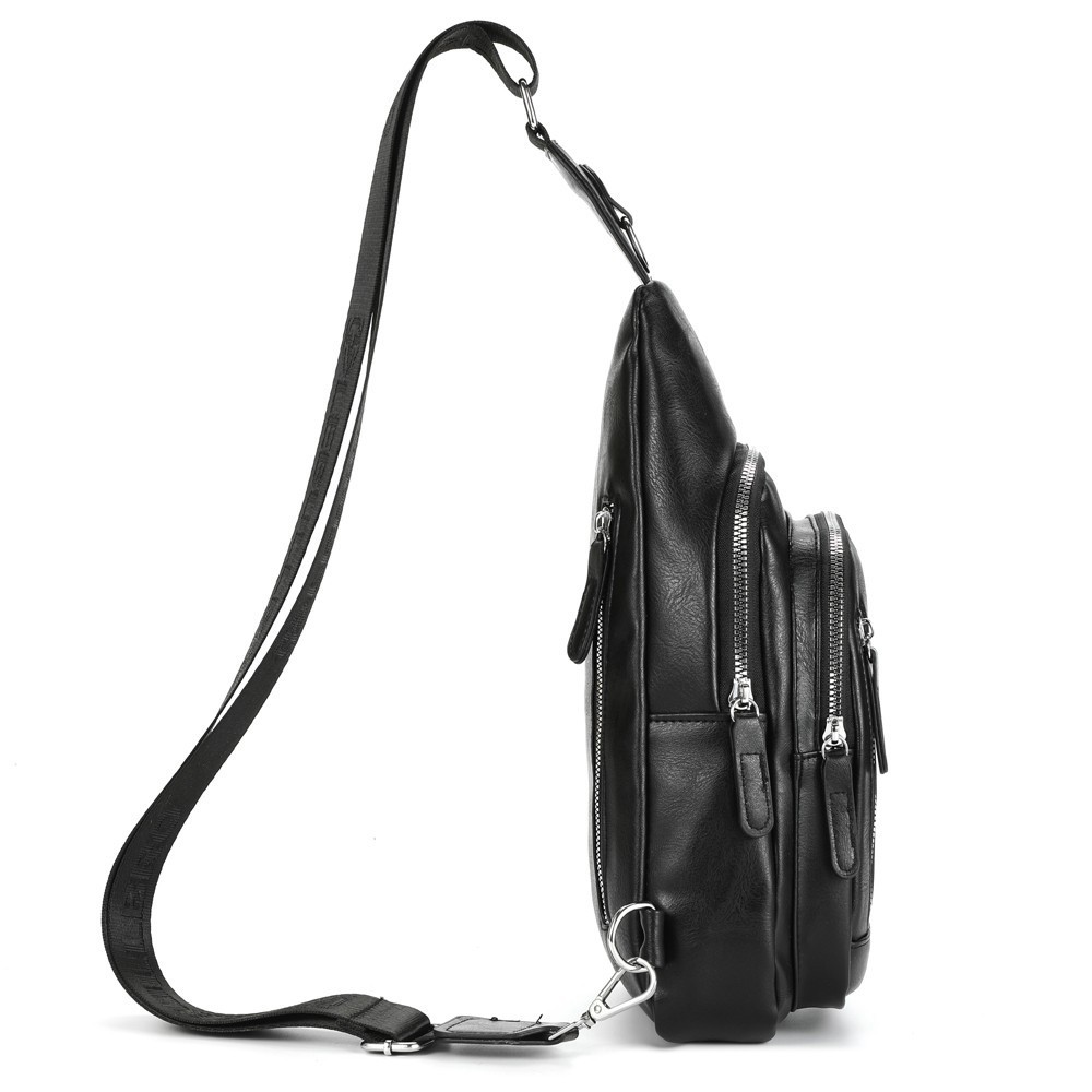 LEBULLBRO Men Leather Sling Bag Crossbody Chest Bag Shoulder Bag for Travel Work