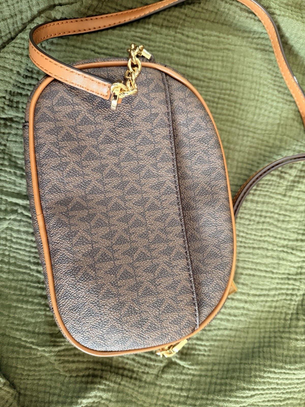 Michael Kors Brown Logo Zip Crossbody Bag Small Adjustable Strap