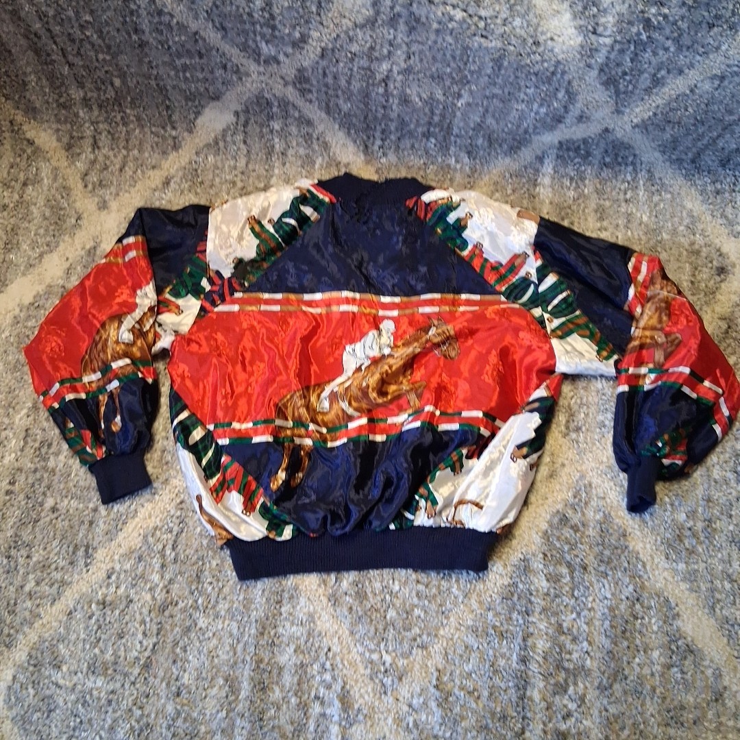 Horse Jockey Stadium Show Jumping Silk? Jacket Equestrian Sports 80s VTG AS IS