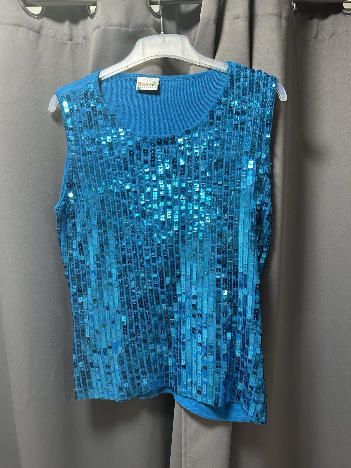 Roman Originals. Sleeveless top/tshirt, woman’s, blue sparkly Size M/L