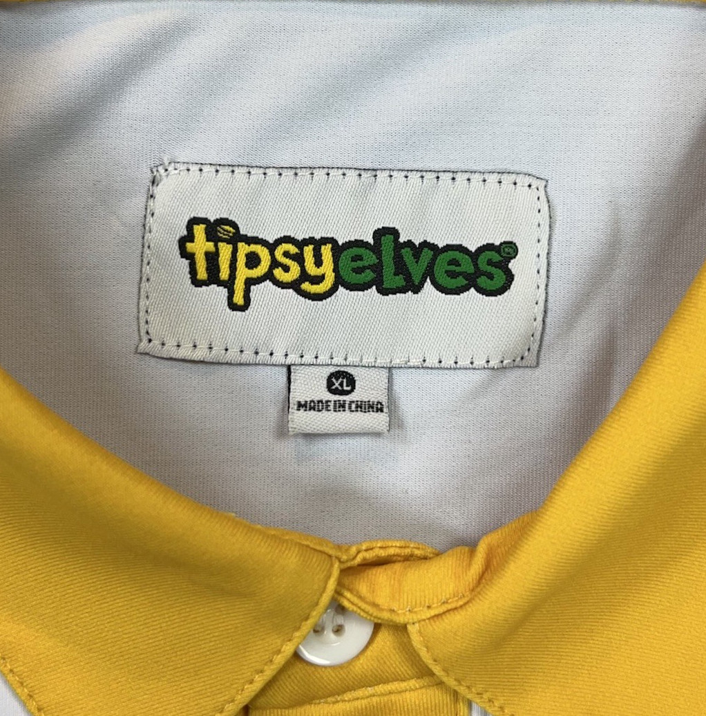 TIPSY ELVES Golf Polo Shirt Men XL Performance Slice Of Sunset Retro Stripes NWT
