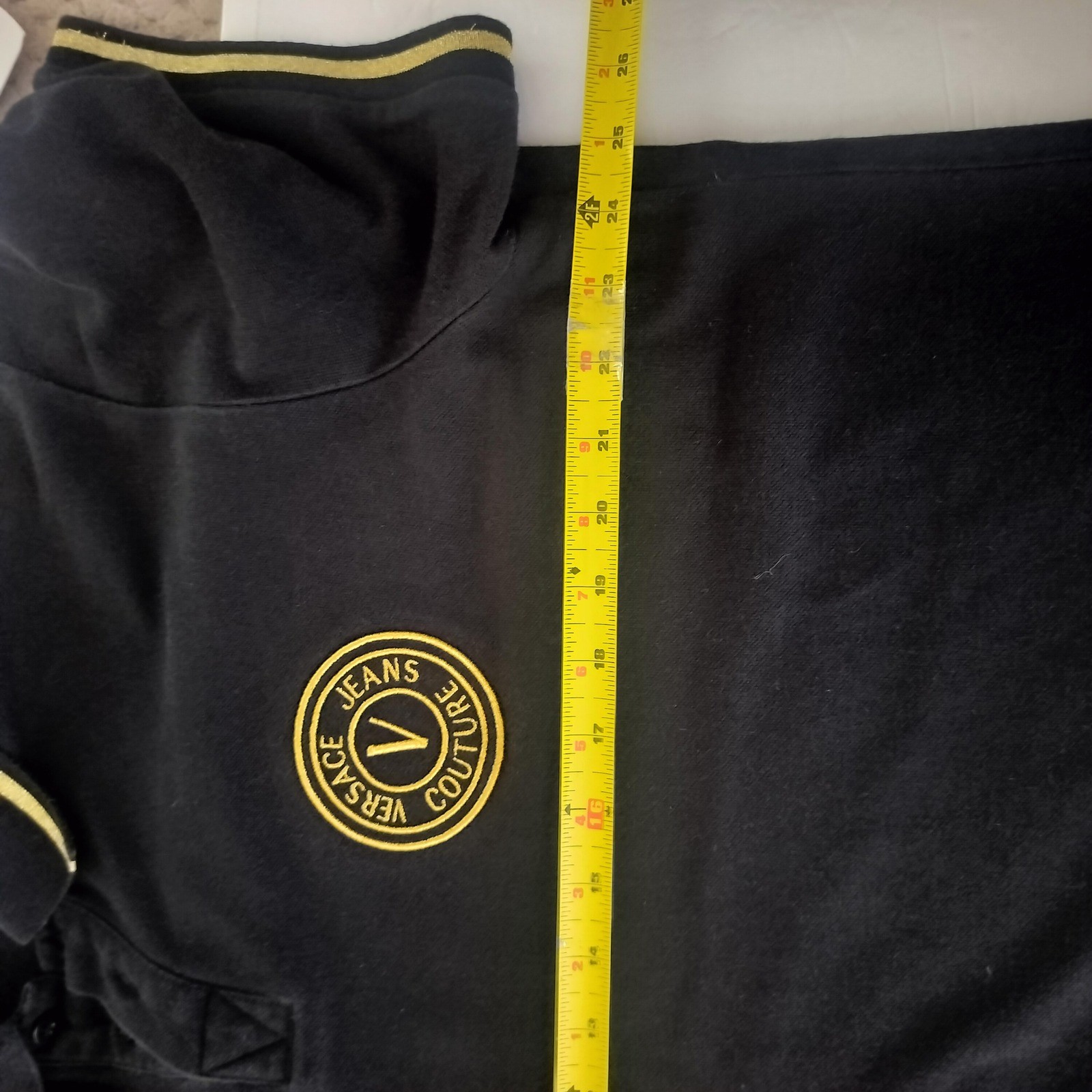 Versace Jeans Couture Mens Black Gold V-Emblem Polo Shirt 72GAGT03 XXL