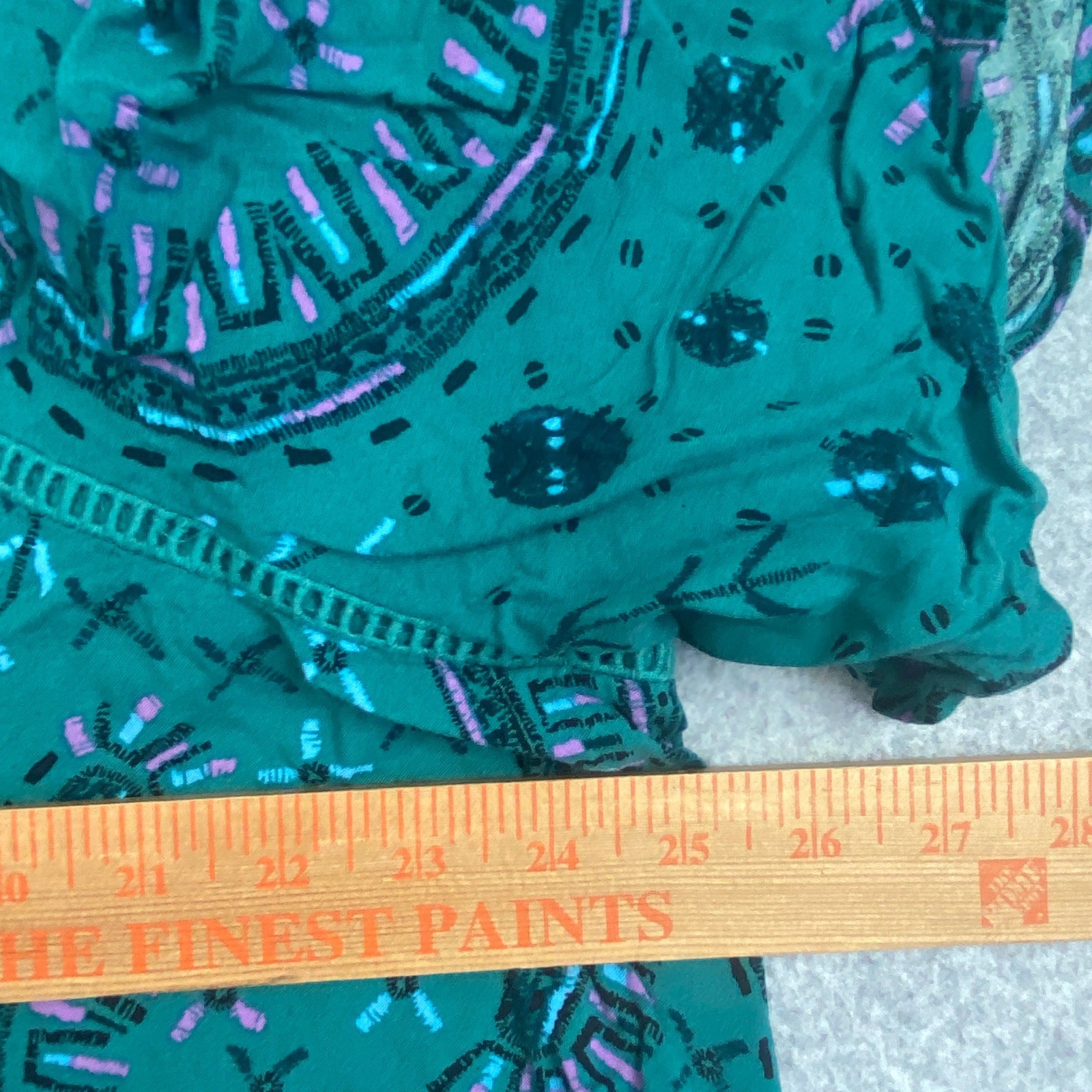 Ava & Viv Top Womens Plus 2X Teal Swirl Flutter Sleeve Ladder Lace Boho Blouse