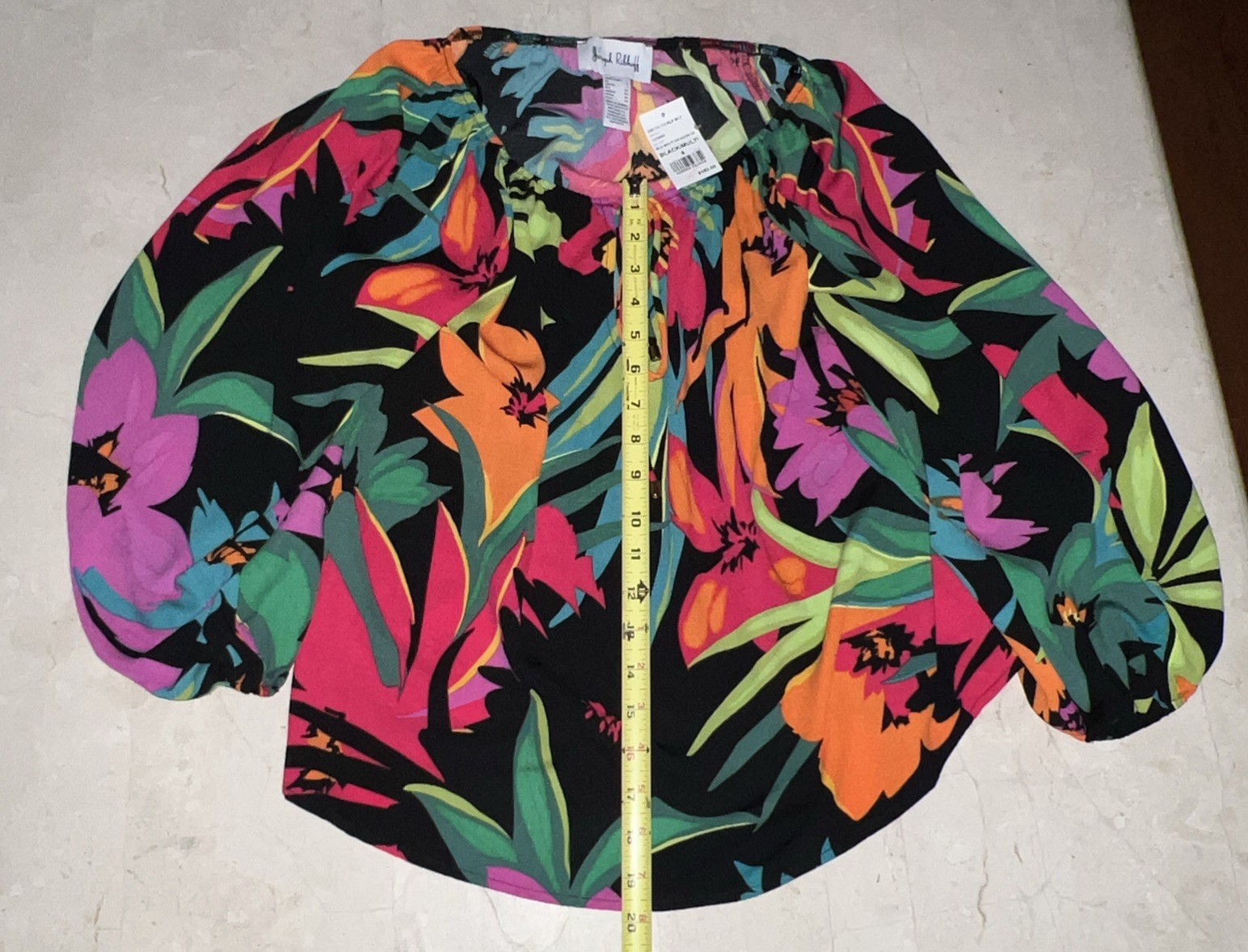 Joseph Ribkoff Size 4 Multi Color Tropical Print Flared Blouse Women’s NWT $195