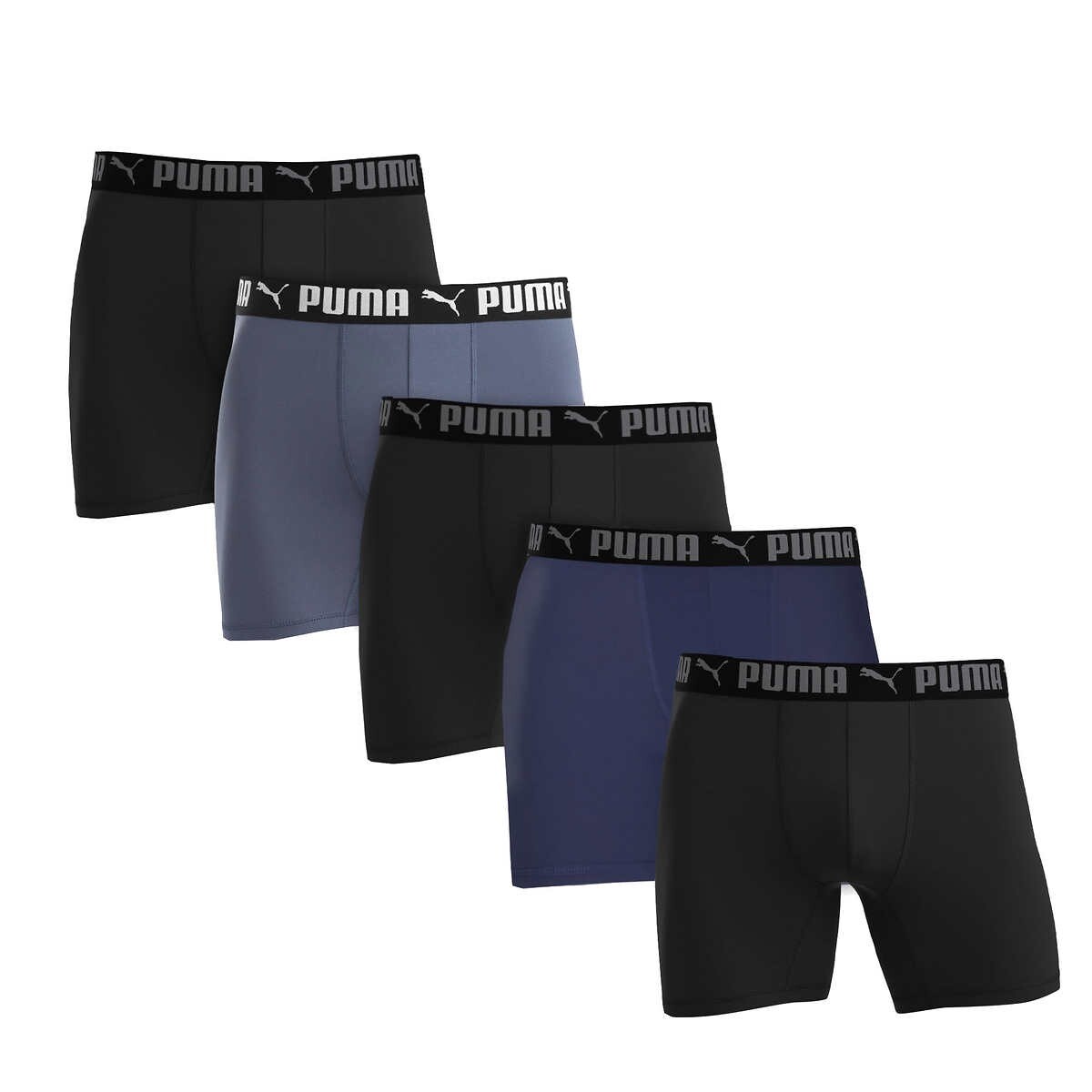 Puma Men’s Boxer Briefs, 5 pack – BLACK, BLUE, GRAY (Select Size: Small-XXL)