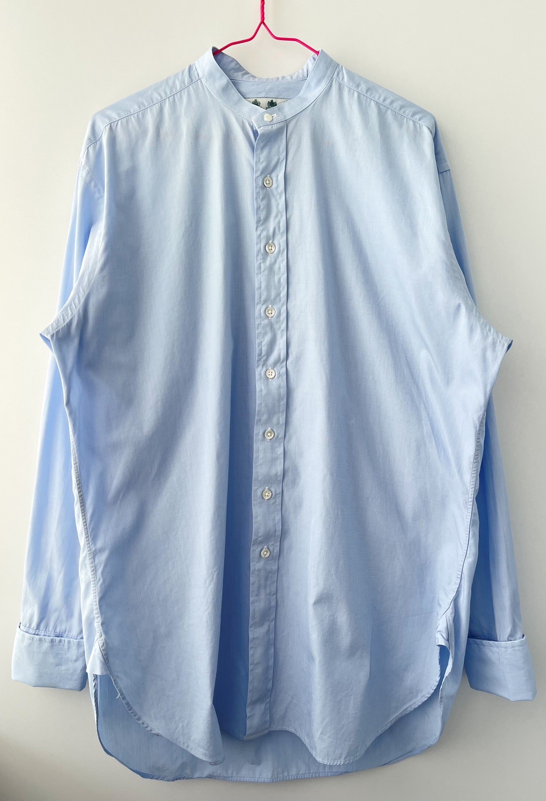 Ede & Ravenscroft Grandad Collar Shirt 15.5 39 Light Blue Cotton Royal Warrants