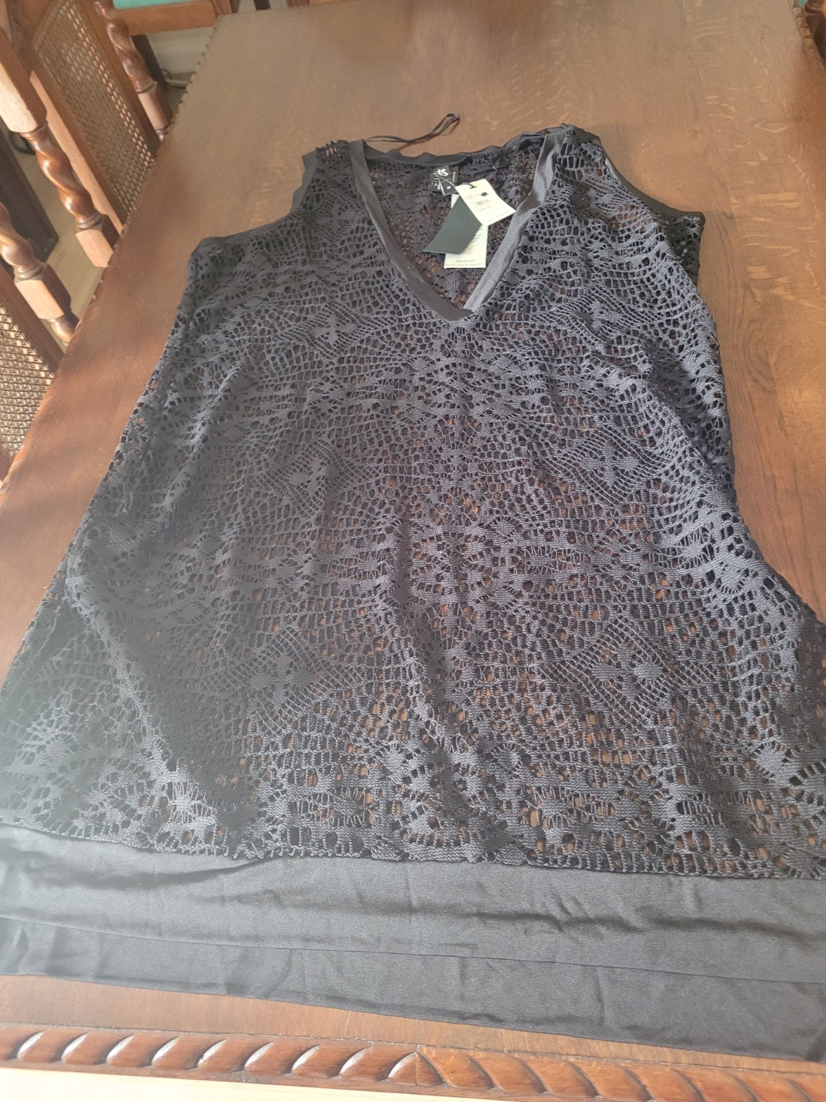 TS Taking Shape NWT Black Mesh Lace Sleeveless Tunic Dress Plus Size M (20)