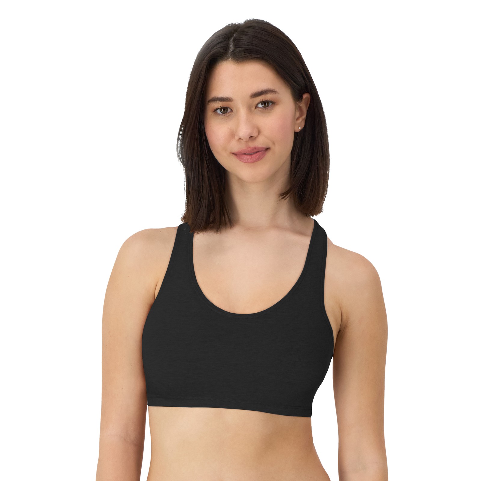 Hanes Women’s Cotton Racerback Sports Bralette, Low Impact, 3-Pack