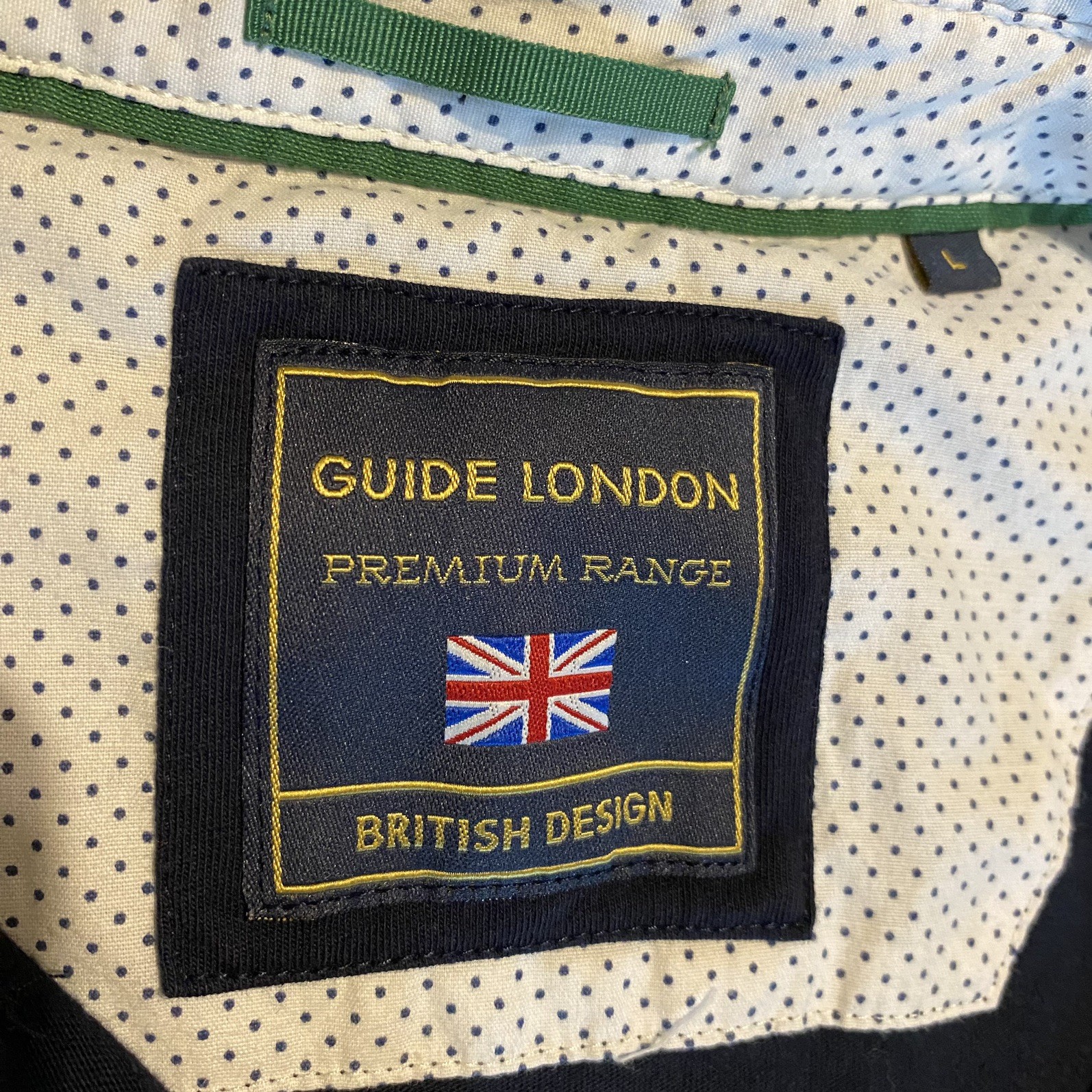 Guide London Men’s Navy Polo Shirt with Contrast Collar LARGE