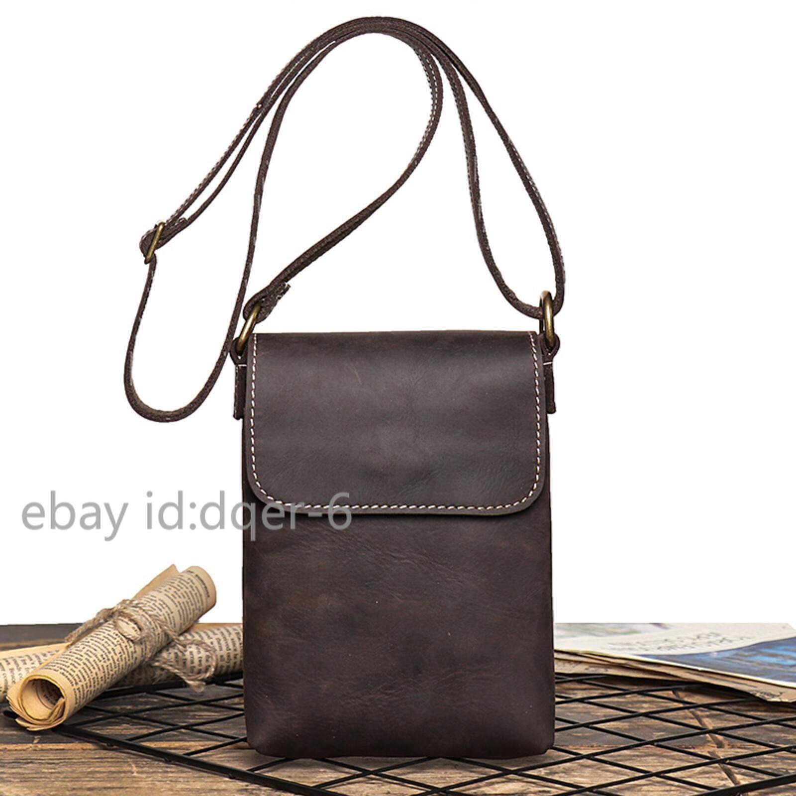 Mens Leather Shoulder Bag Small Crossbody Pouch Vintage Phone Wallet Carrier