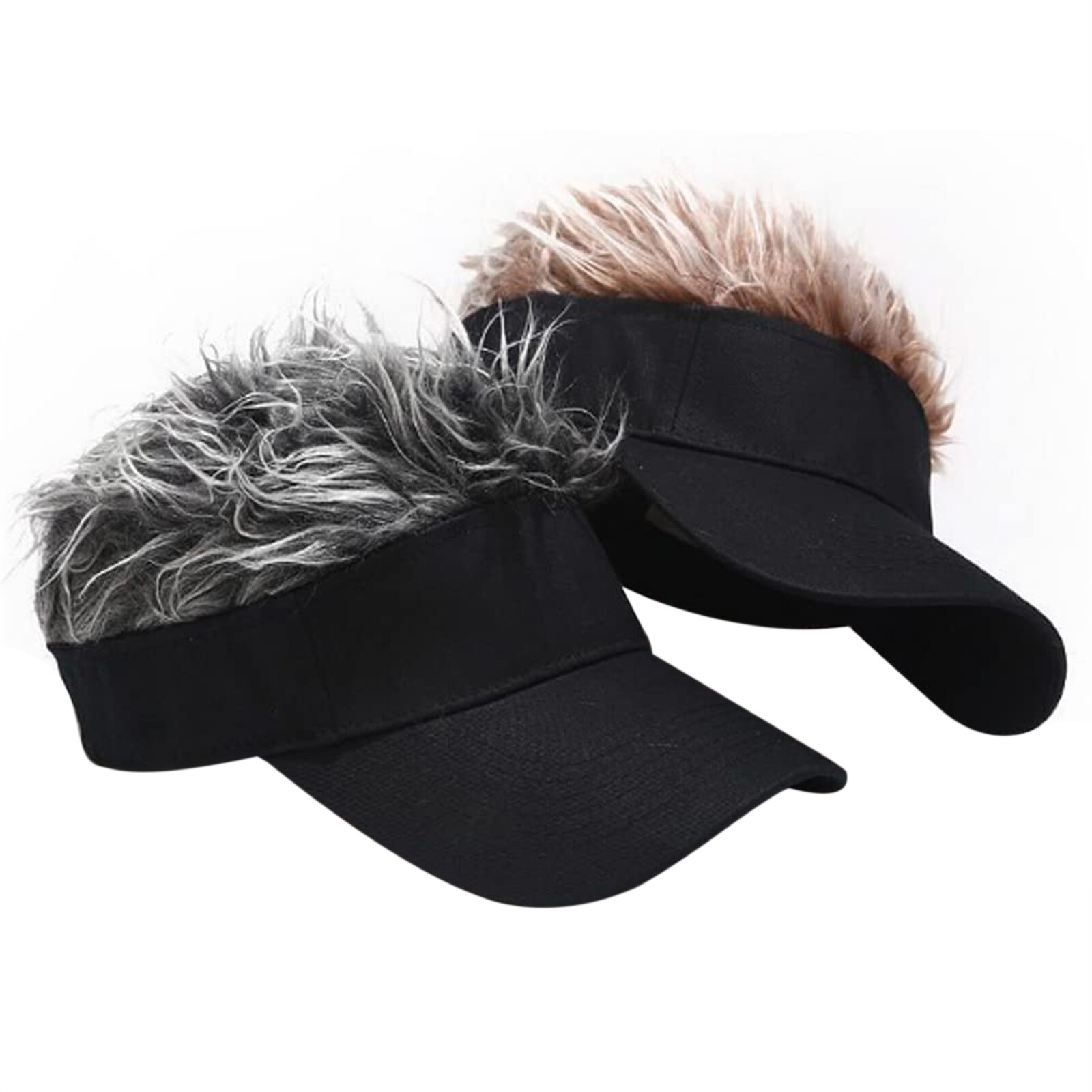 Mens Baseball Golf Hat Cap Sun Visor Wig Hat With Fake Flair Hair Outdoor Sports