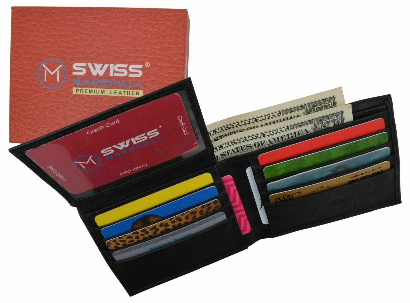 Genuine Leather Minimalist Bifold Wallets For Men RFID Blocking Slim Mens Wallet