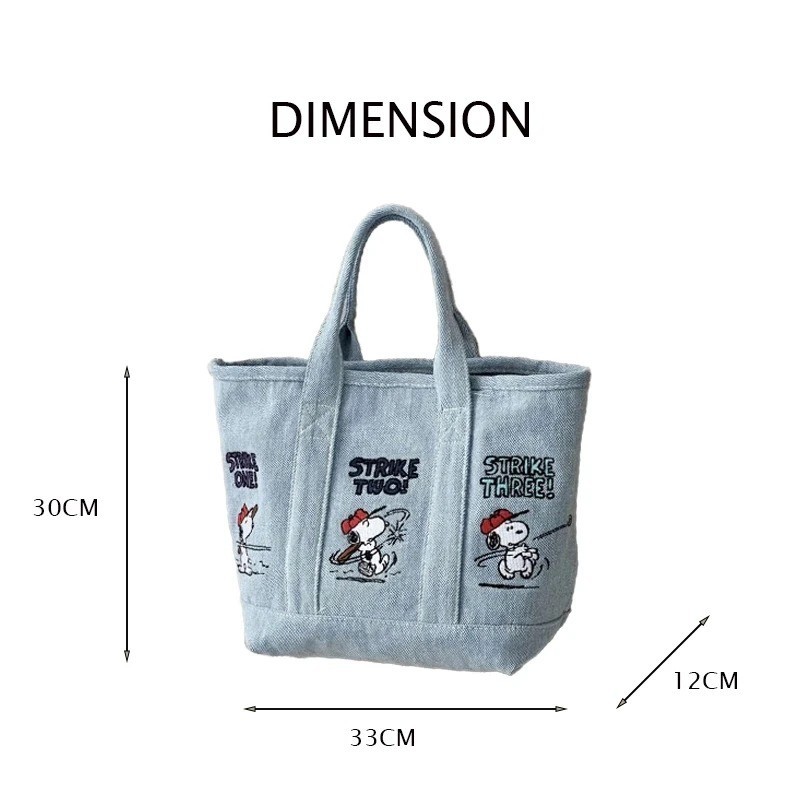 Cartoon Snoopy Embroidered Canvas Bag: Large Capacity, Portable, Handheld*