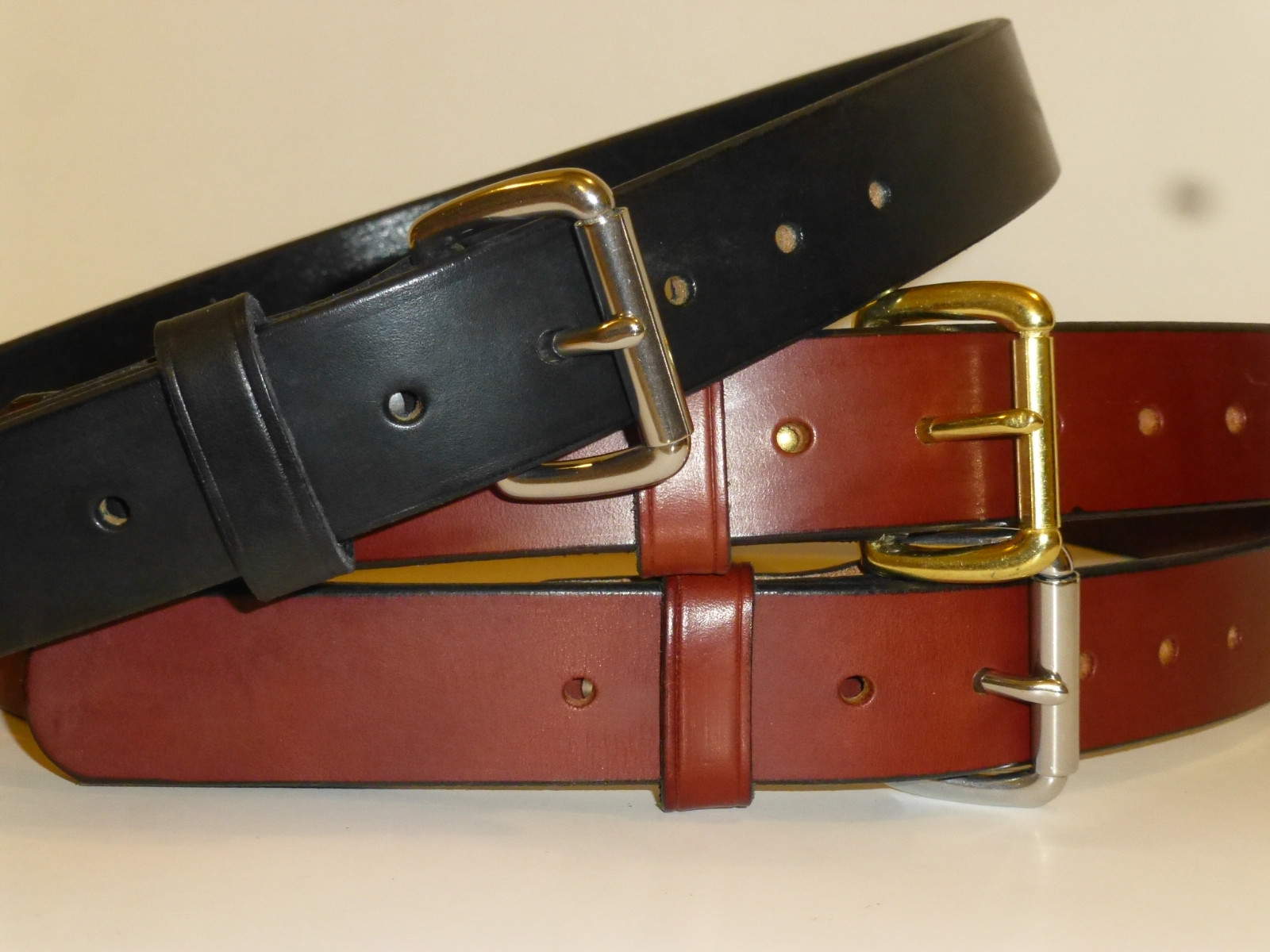 AMISH STYLE ENGLISH BRIDLE LEATHER GUN BELT! 1″ (2.5cm) MADE IN OHIO! 12/13oz