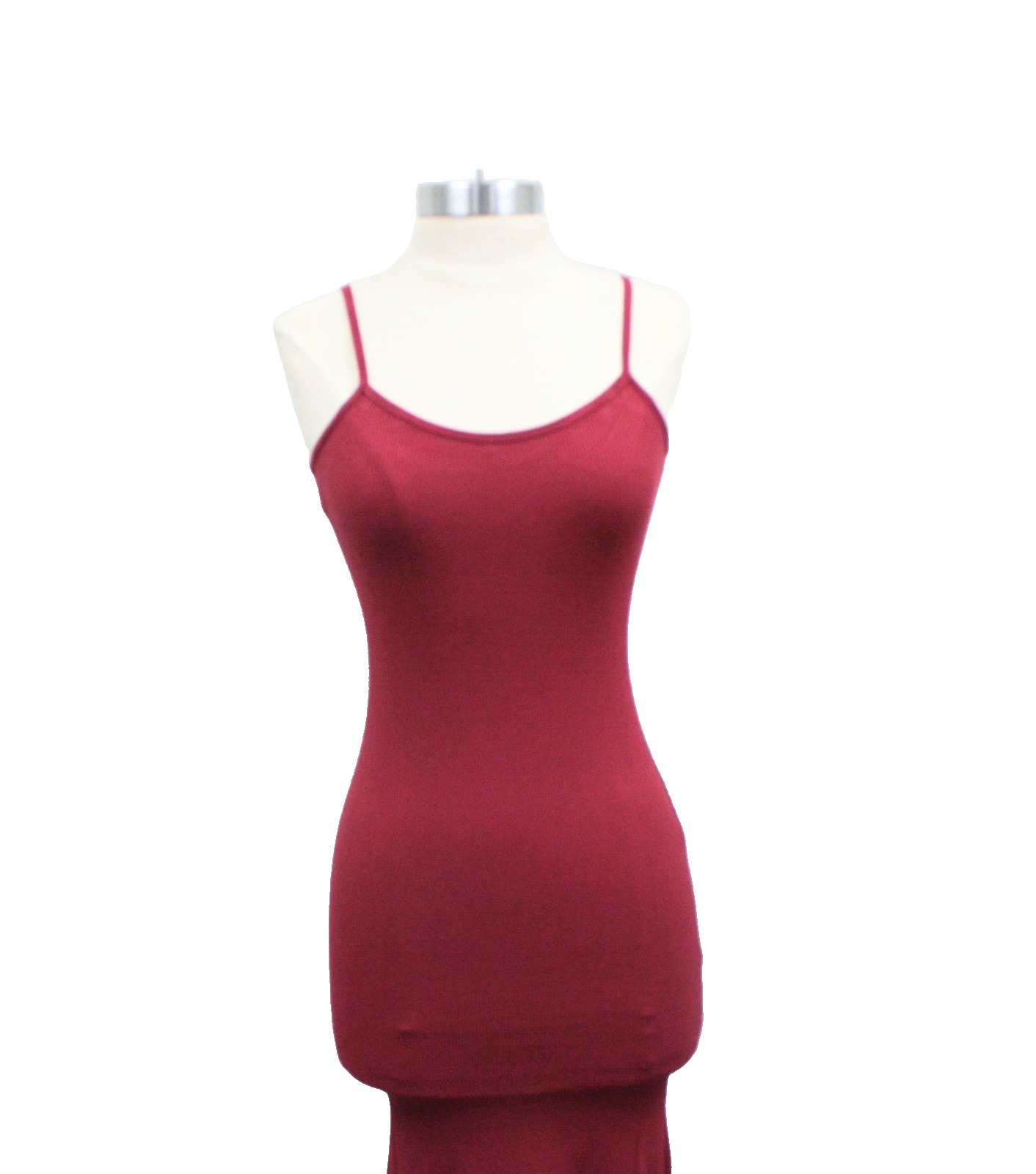 WeColor Red Ribbed Adjustable Spaghetti Strap Midi Bodycon Dress Size Medium