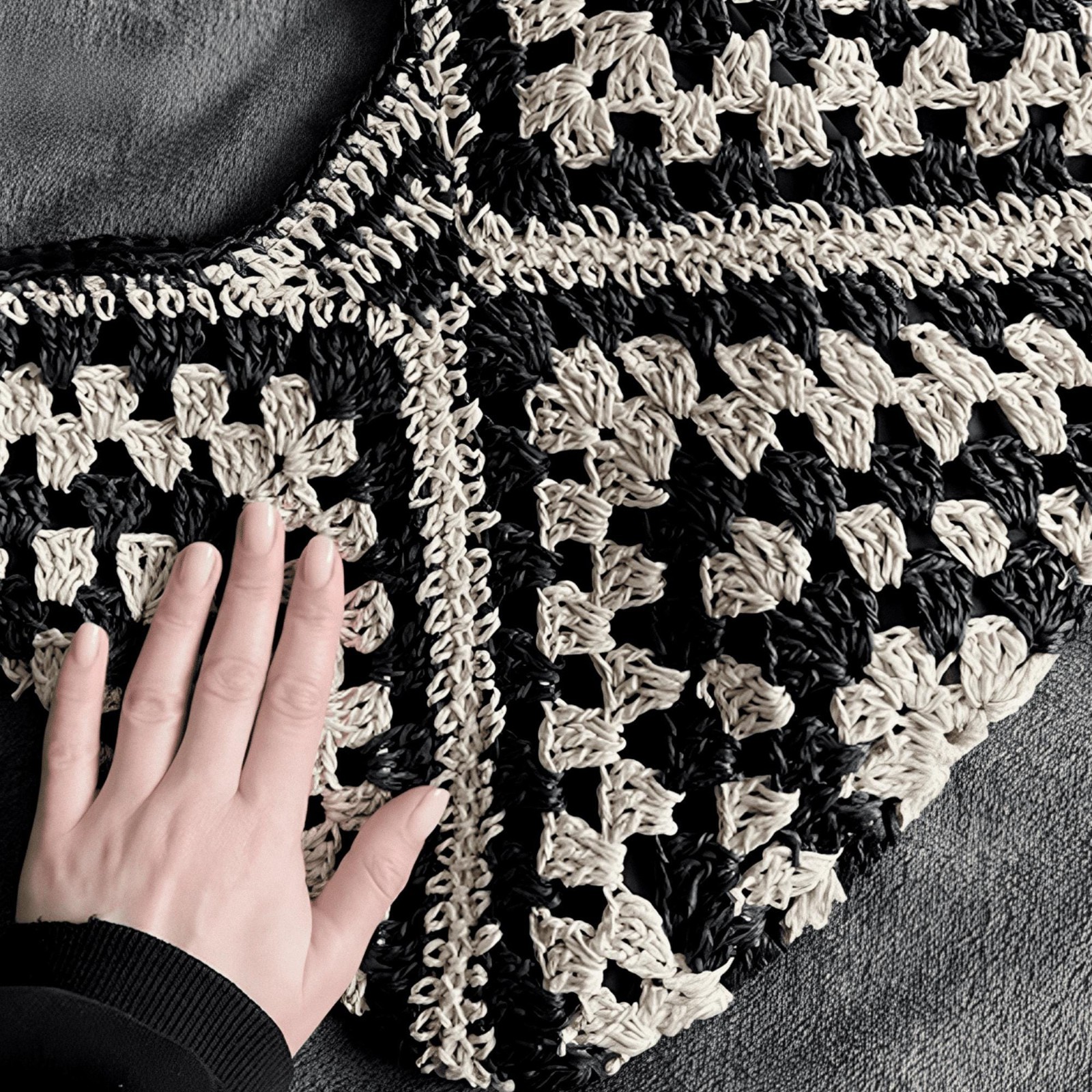 Handmade Crochet Tote Bag Boho Retro Shoulder Bag Free Shipping US