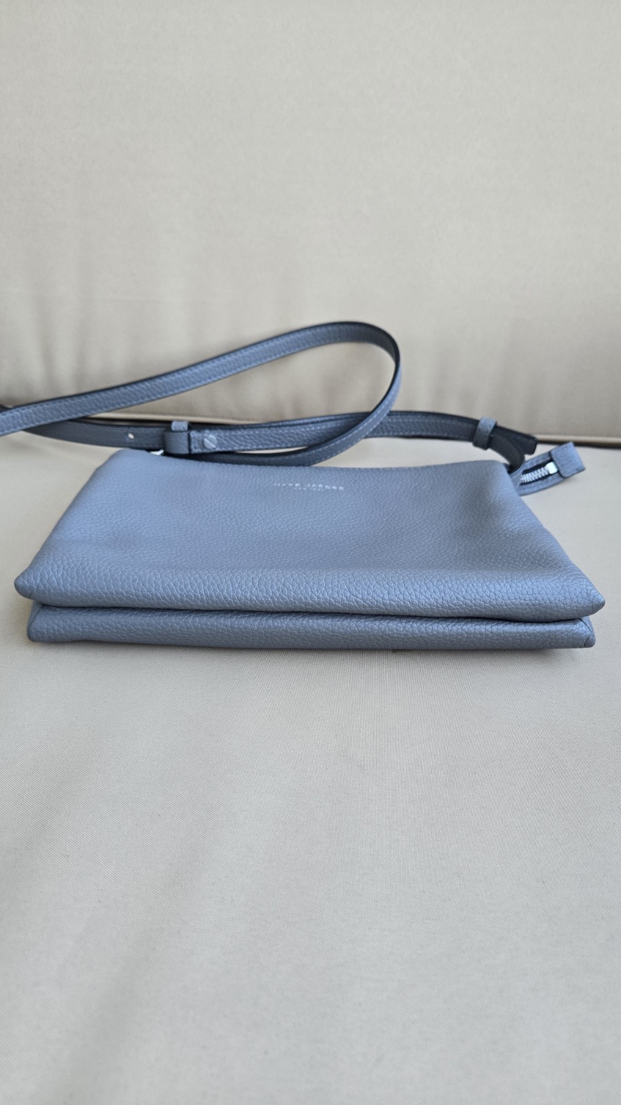 Marc Jacobs Gray Pebbled Small Crossbody Zip Top Adjustable Strap