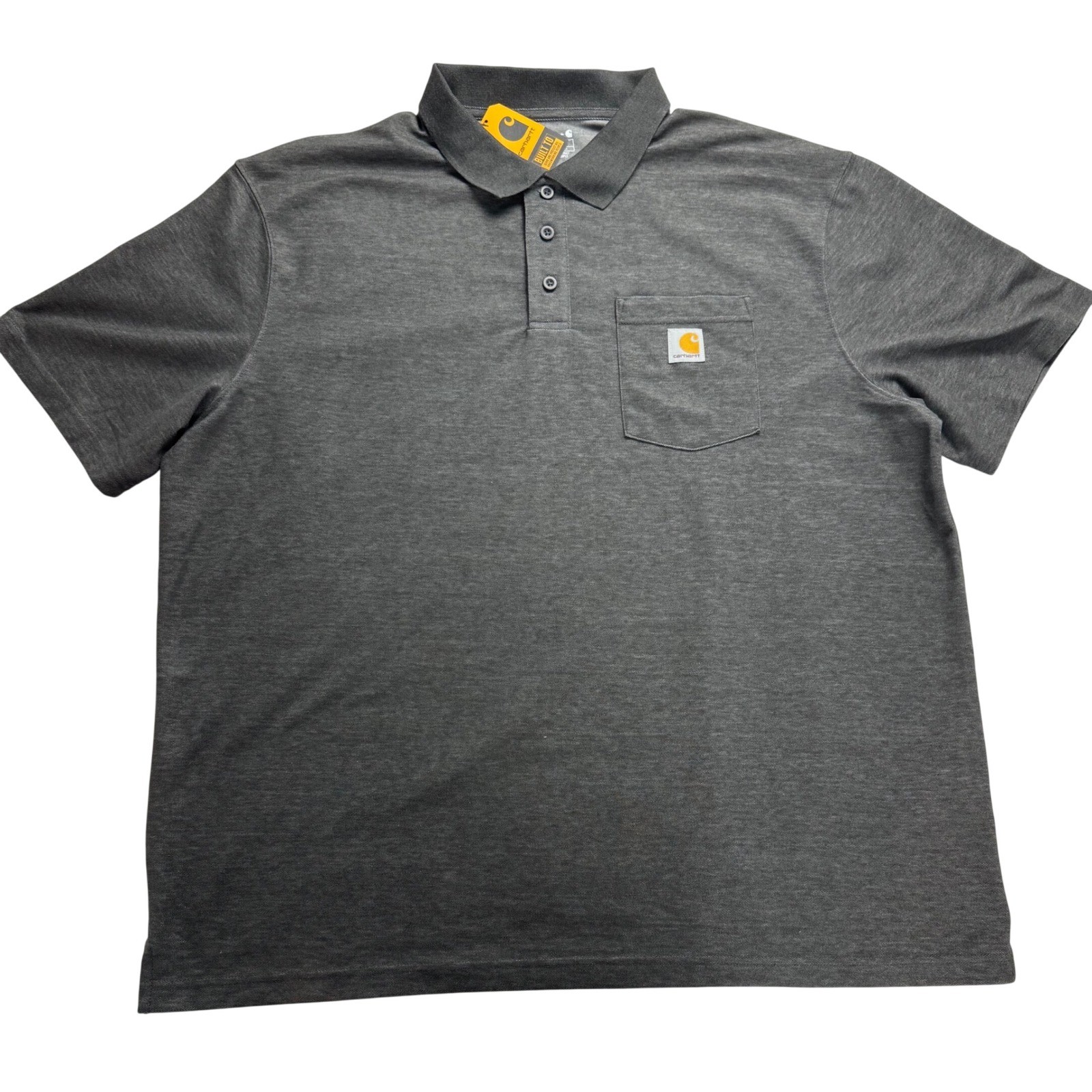 Carhartt Mens 2XL Loose Fit Midweight Short Sleeve Pocket Polo Gray M Irregular