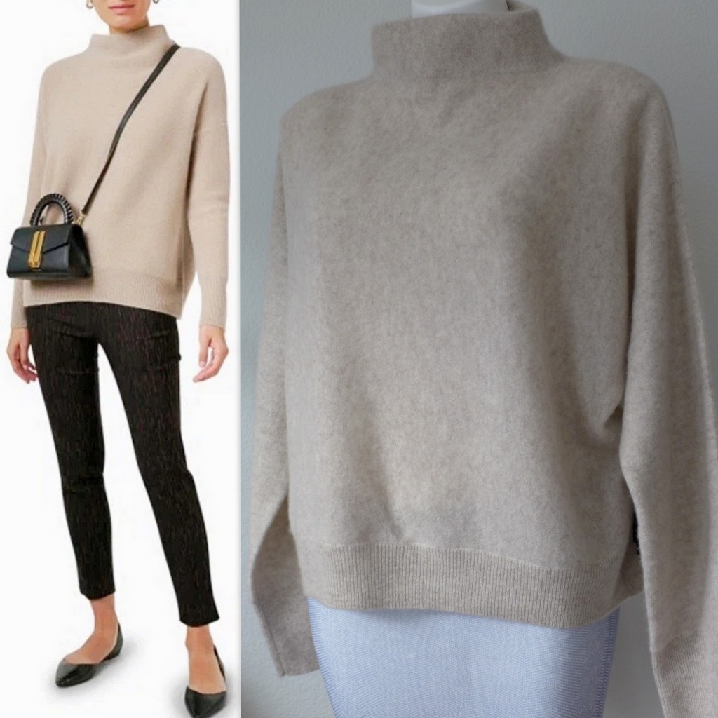 TAHARI Funnel Neck 100% 2-PLY Cashmere Sweater SOFT LUXE 5 Colors