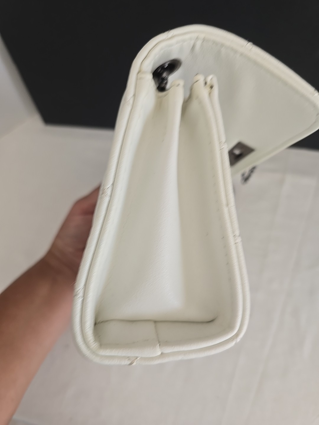 White Minimalist Fashion Quilt Diamond Lattice Square Bag Shoulder HandBag Purse