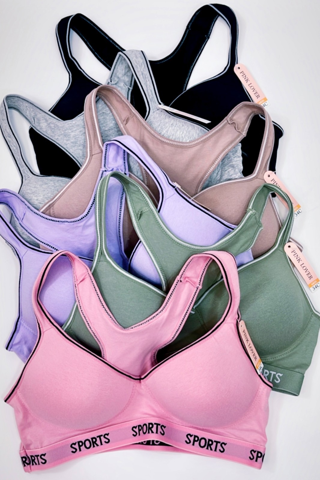 3- 6 Women’s Sports Bras Yoga Racer Back Molded Cup Bra 6648 High impact workout