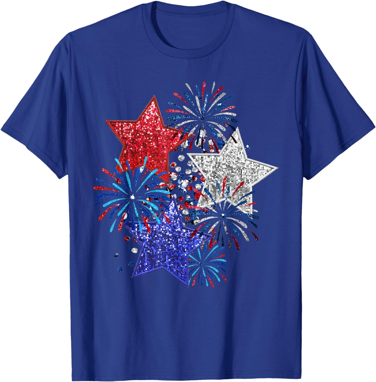 4th Of July Fireworks Stars Funny Cute Printed Design Unisex T-Shirt