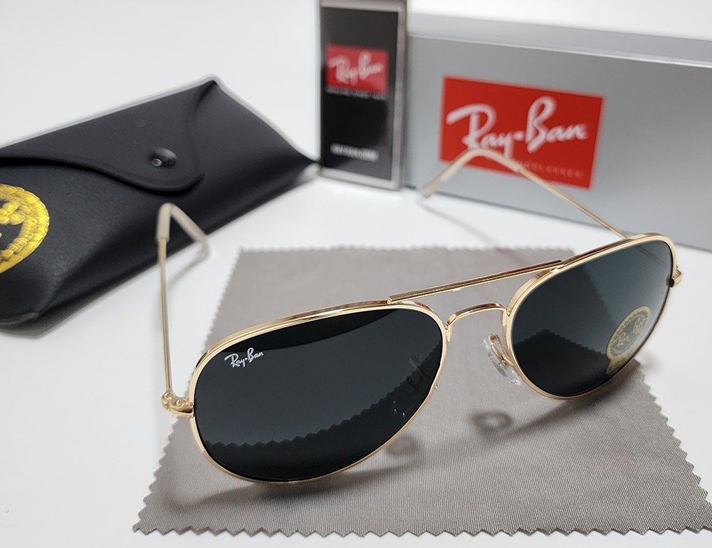 Ray-Ban RB3025 Aviator Sunglasses Gold Frame Gray Glass Lens 58mm UV400