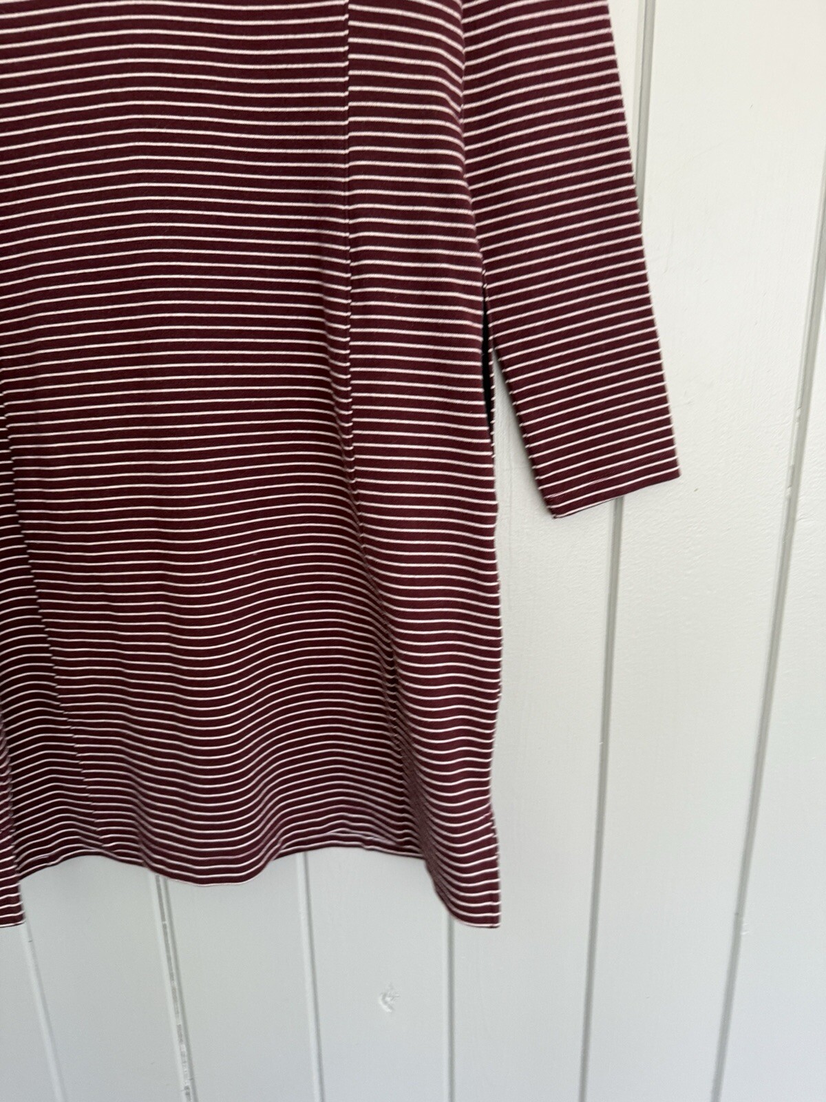 Duluth Trading Co Dress XS Ponte Pro Knit Striped Stretchy Long Sleeve Burgundy