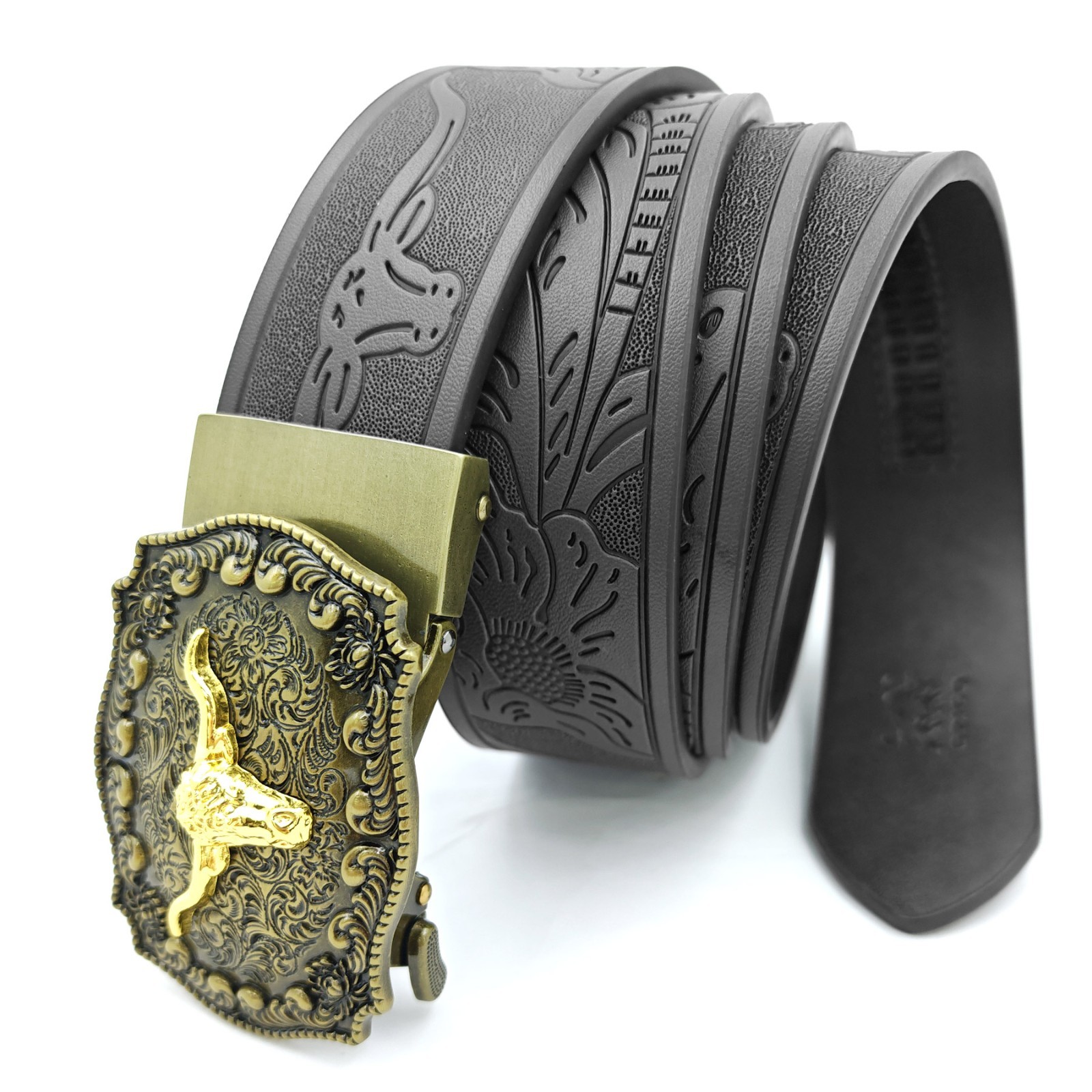 Western Belt Handmade Strap Men Full Grain Leather Automatic Cowboy Rodeo Belt