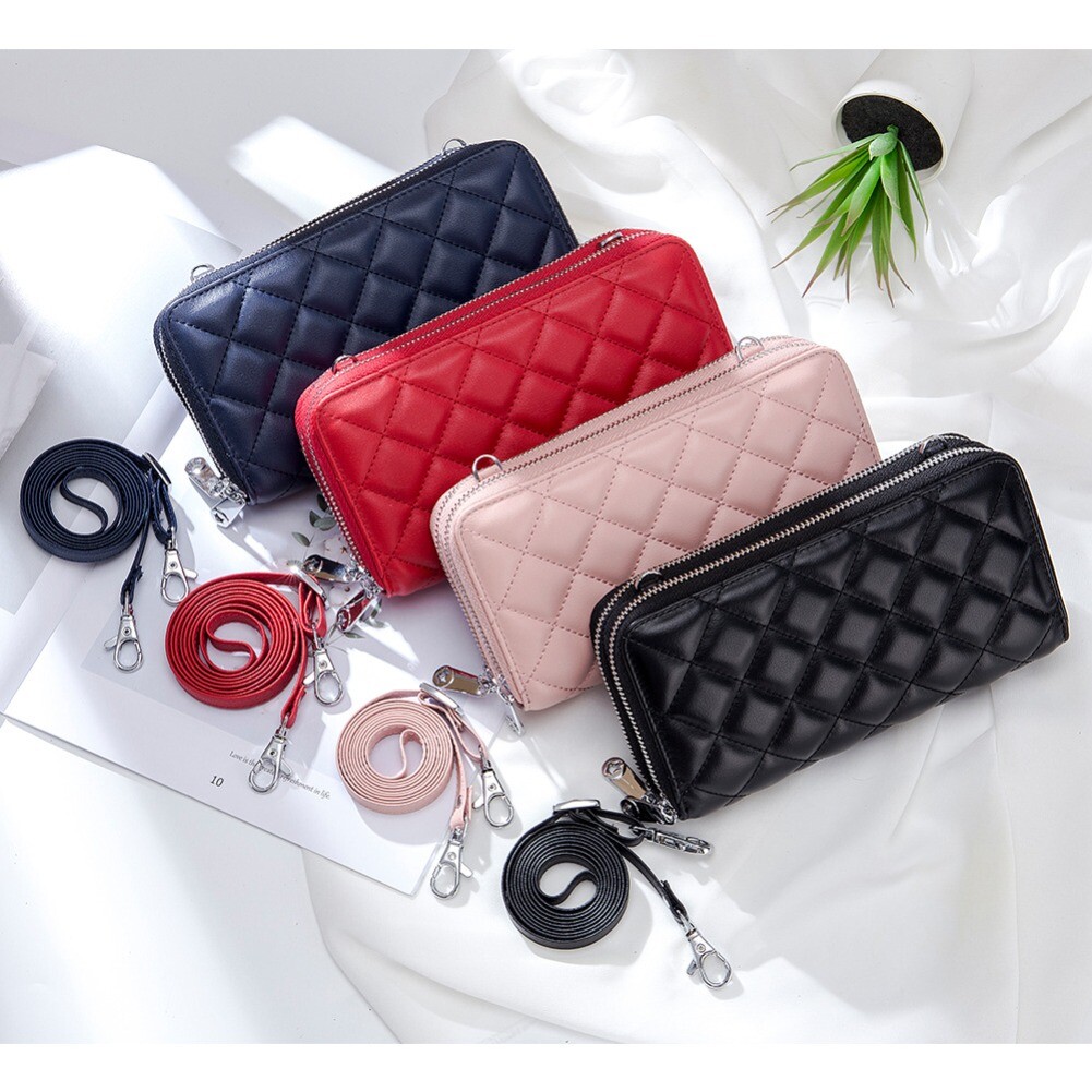 Women Cell Phone Purse Large Leather Wallet Zip Handbag Crossbody Shoulder Bag