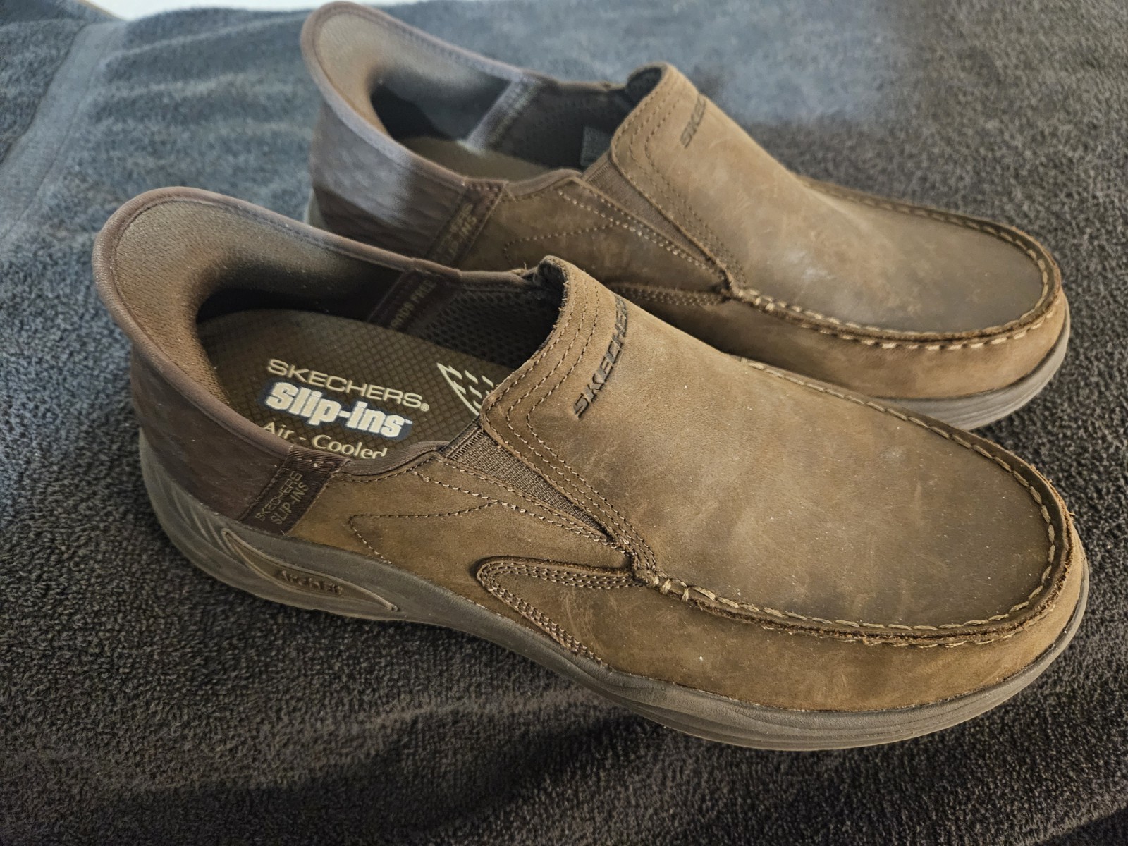 NIB MEN AIR COOLED ARCH FIT “SKECHERS SLIP-INS 205204 CHOCOLATE MENS 11 WIDE