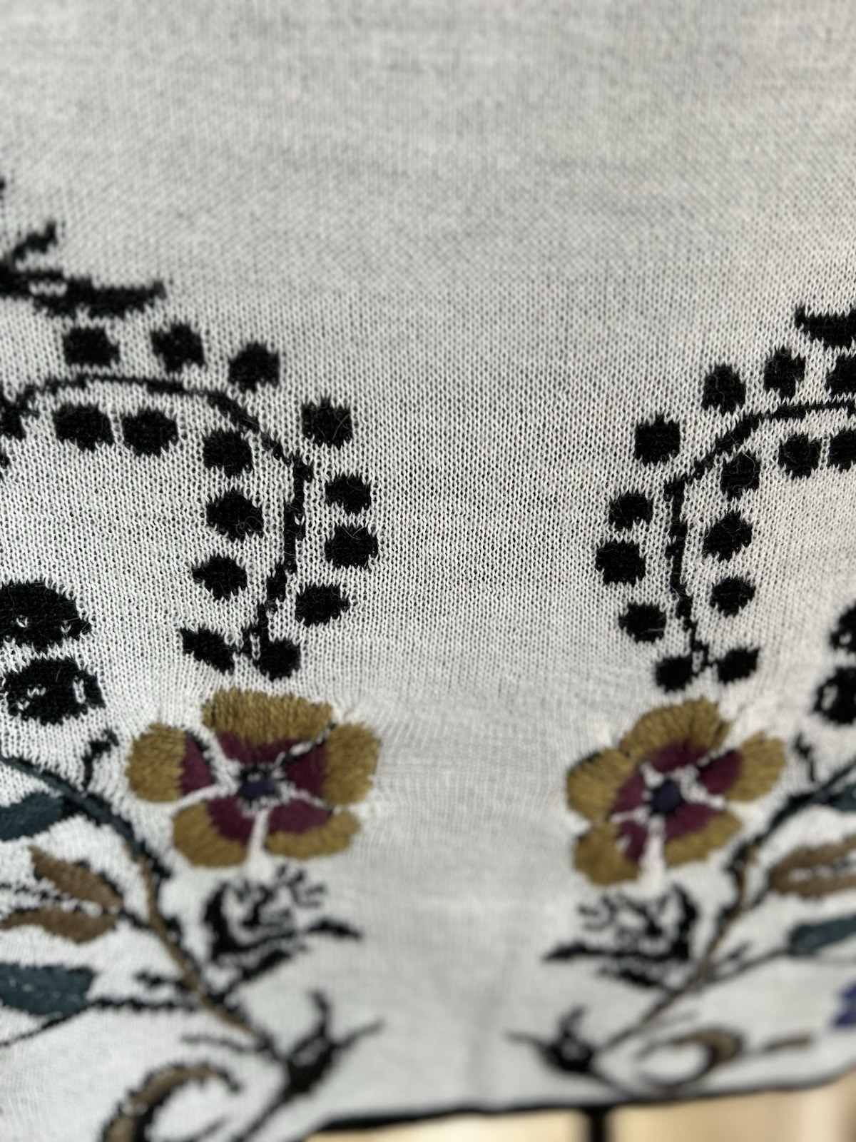 Simply Natural Alpaca Blend L/XL Floral Embroidered Cardigan Reversible NWOT