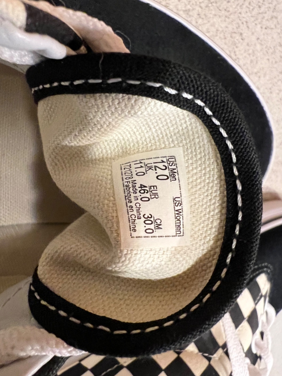 Mens Vans Size 12 VNOA38FRP05 Primary Check Black/White