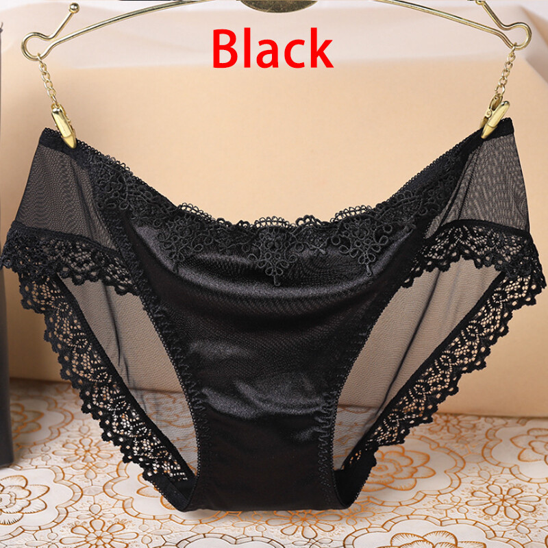 2 Pairs Ladies Sexy Underwear Silk Satin Seamless Lace Briefs Knickers Panties