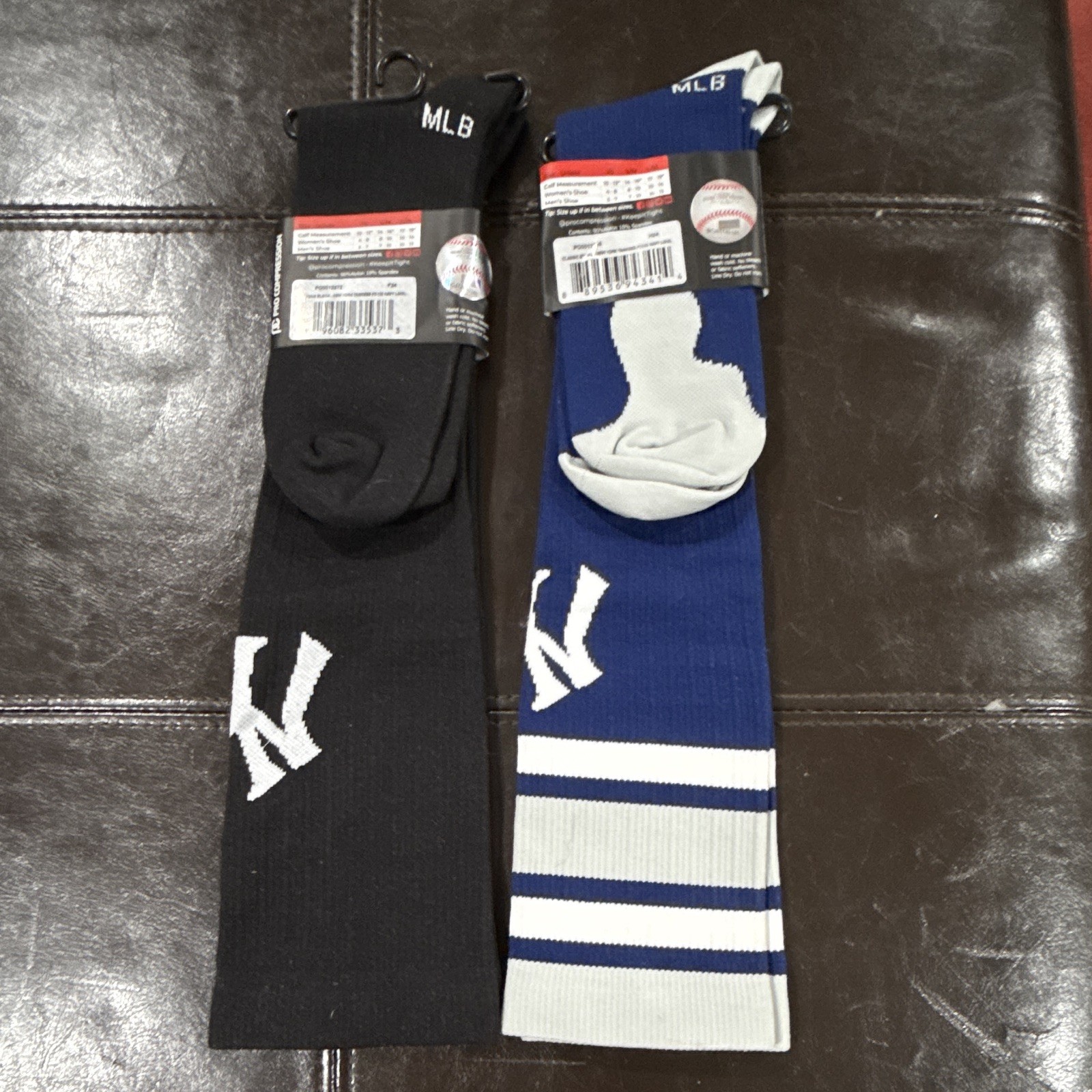 2 Pair Pro Compression New York Yankees Men’s Compression Socks L/XL