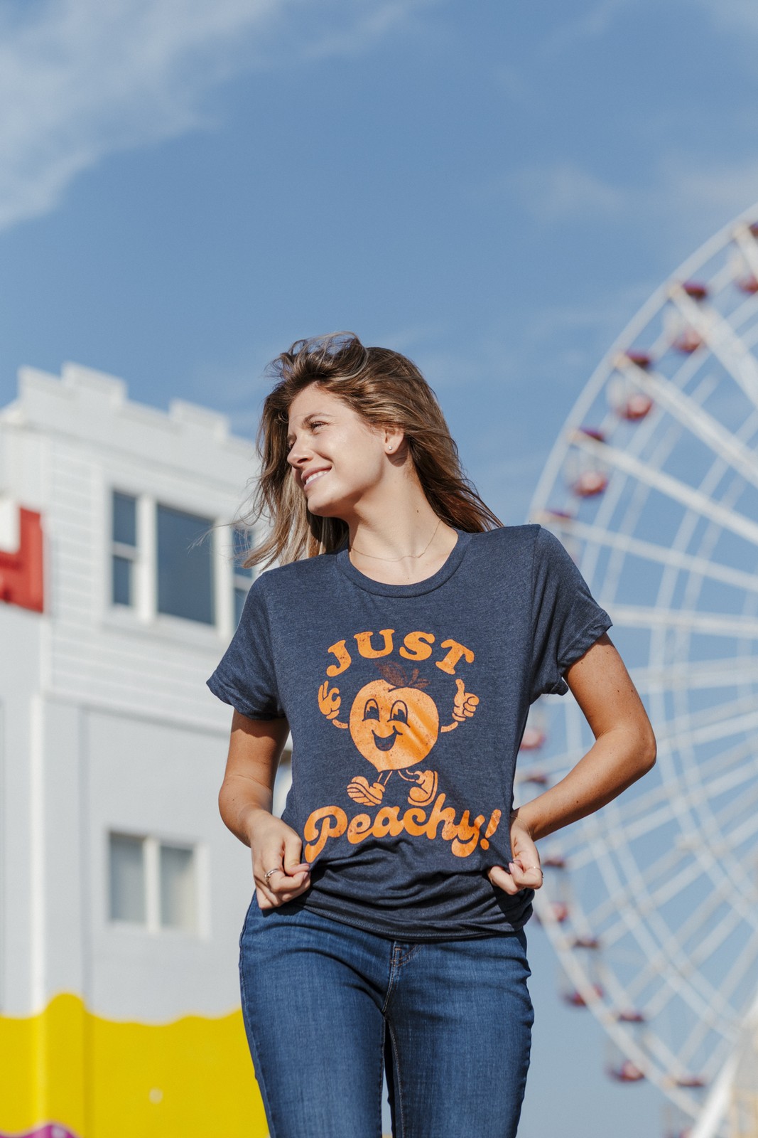 Womens Funny T Shirts Just Peachy Sarcastic Graphic Tee For Ladies