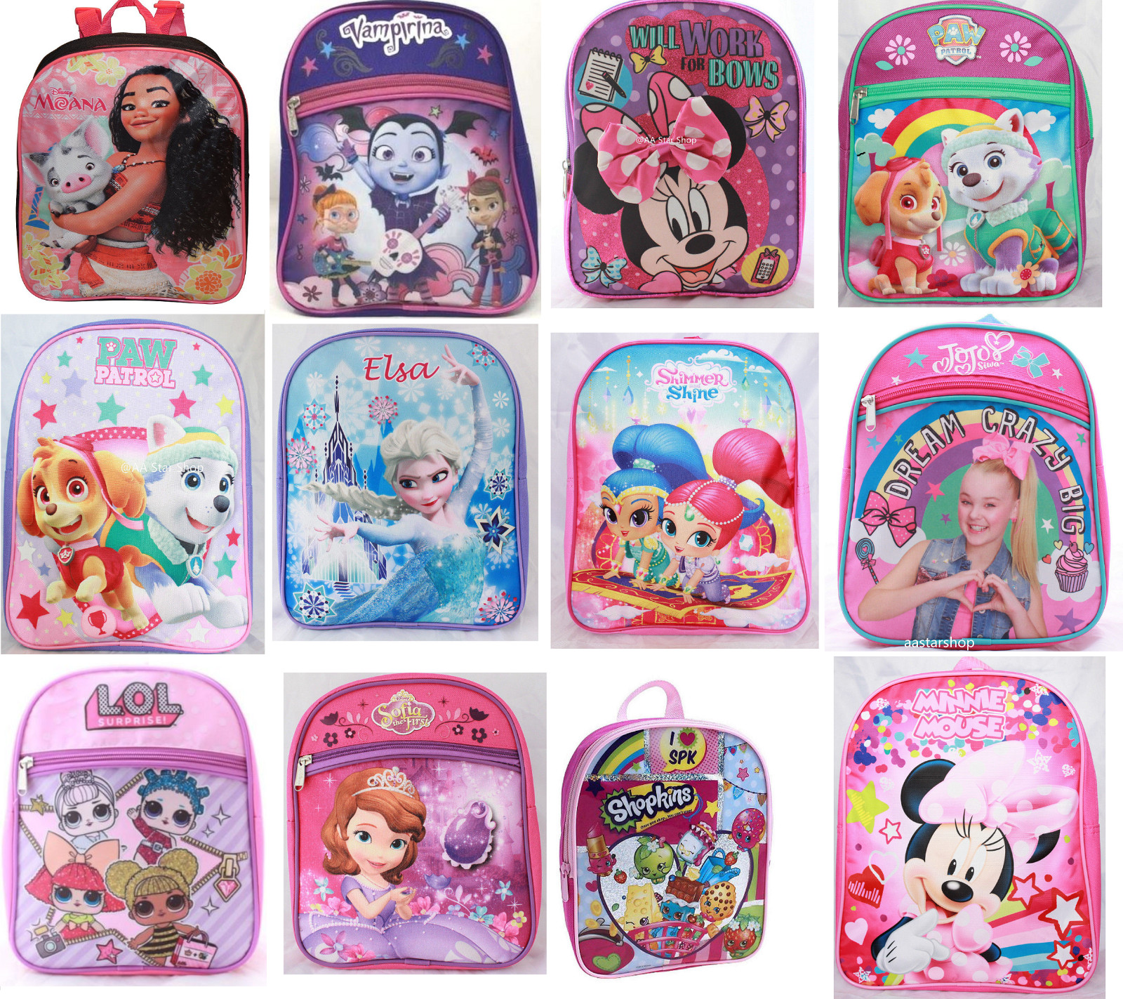Little Girls Toddler PreK School Backpack Movie Cartoon Book Bag Kids Children