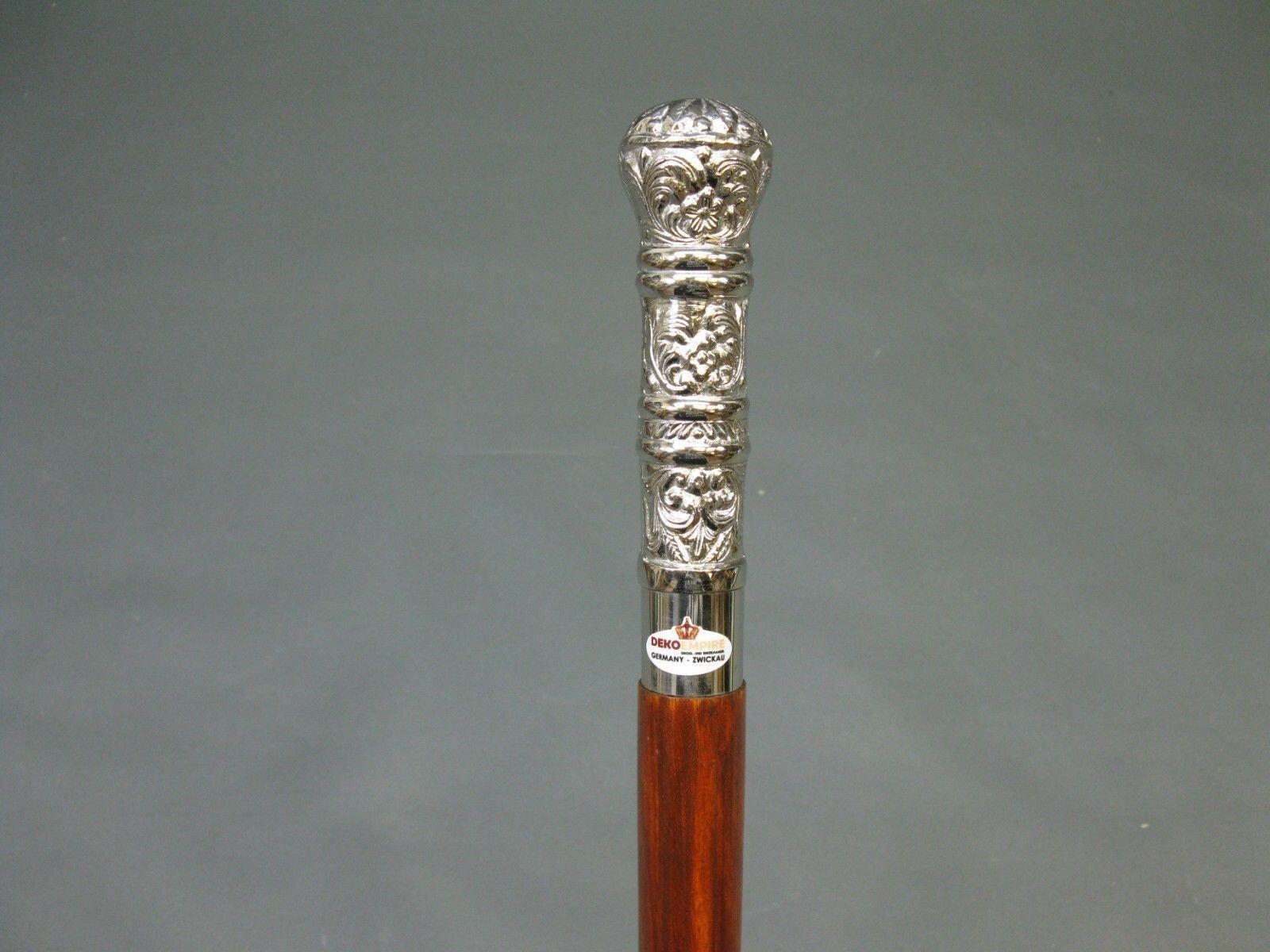 Vintage Solid Silver Brass Handle Antique Victorian Cane Wooden Walking Stick