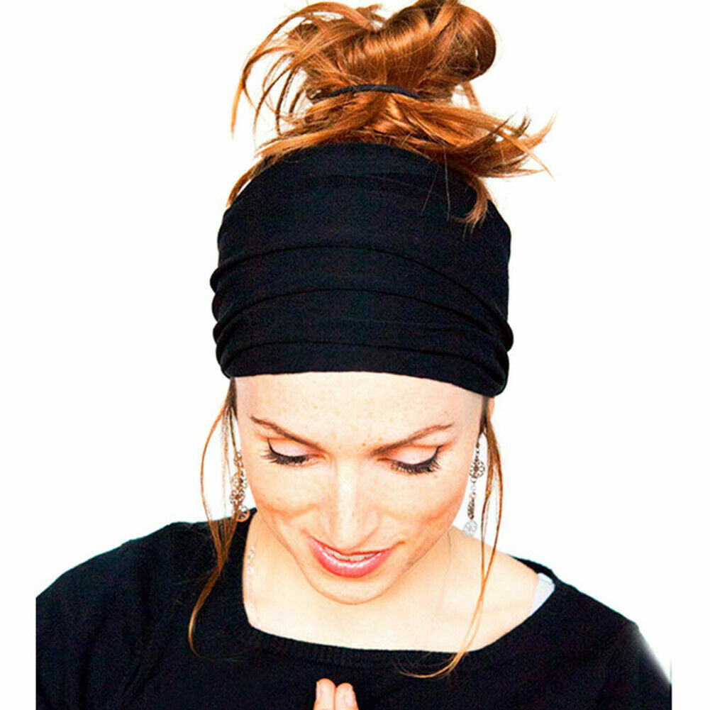 2pcs Elastic Stretch Wide Head band Hairband Running Yoga Turban Women Head mask
