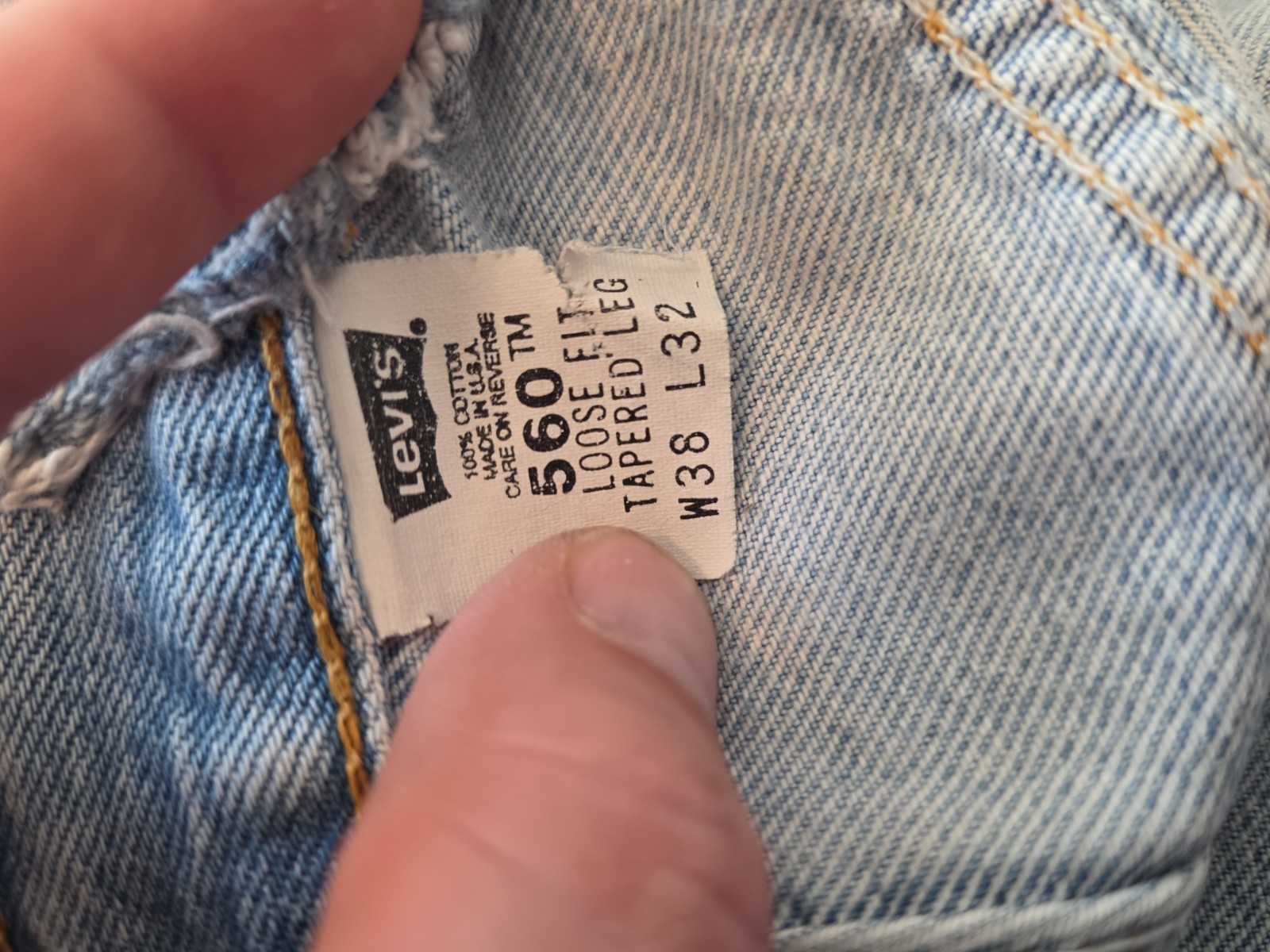 Vintage Levis 560 Jeans Mens 38×32 Comfort Loose Light Wash