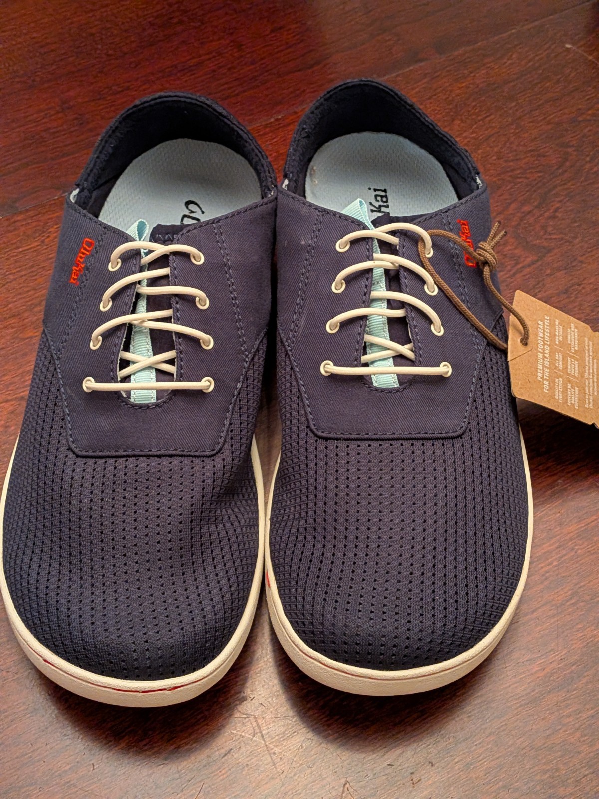 OluKai Nohea Moku Mens Navy Blue Mesh Slip On Lace Up Sneakers Shoes Size 9.5 M